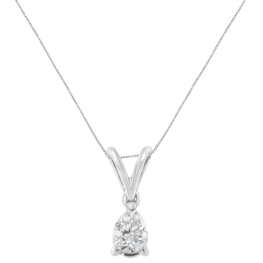 Collar con colgante de pera de diamantes de 1/5 ct en oro blanco de 10 quilates (HI, SI1-SI2) - Friggin Jewelry