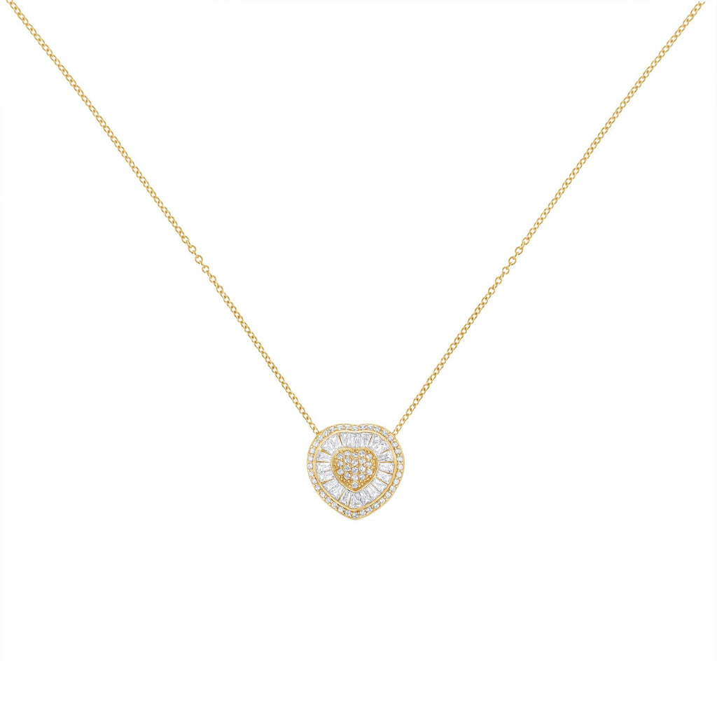 10KT Yellow Gold Diamond Heart Pendant Necklace (1/2 cttw, H-I Color, I1-I2 Clarity) - Friggin Jewelry