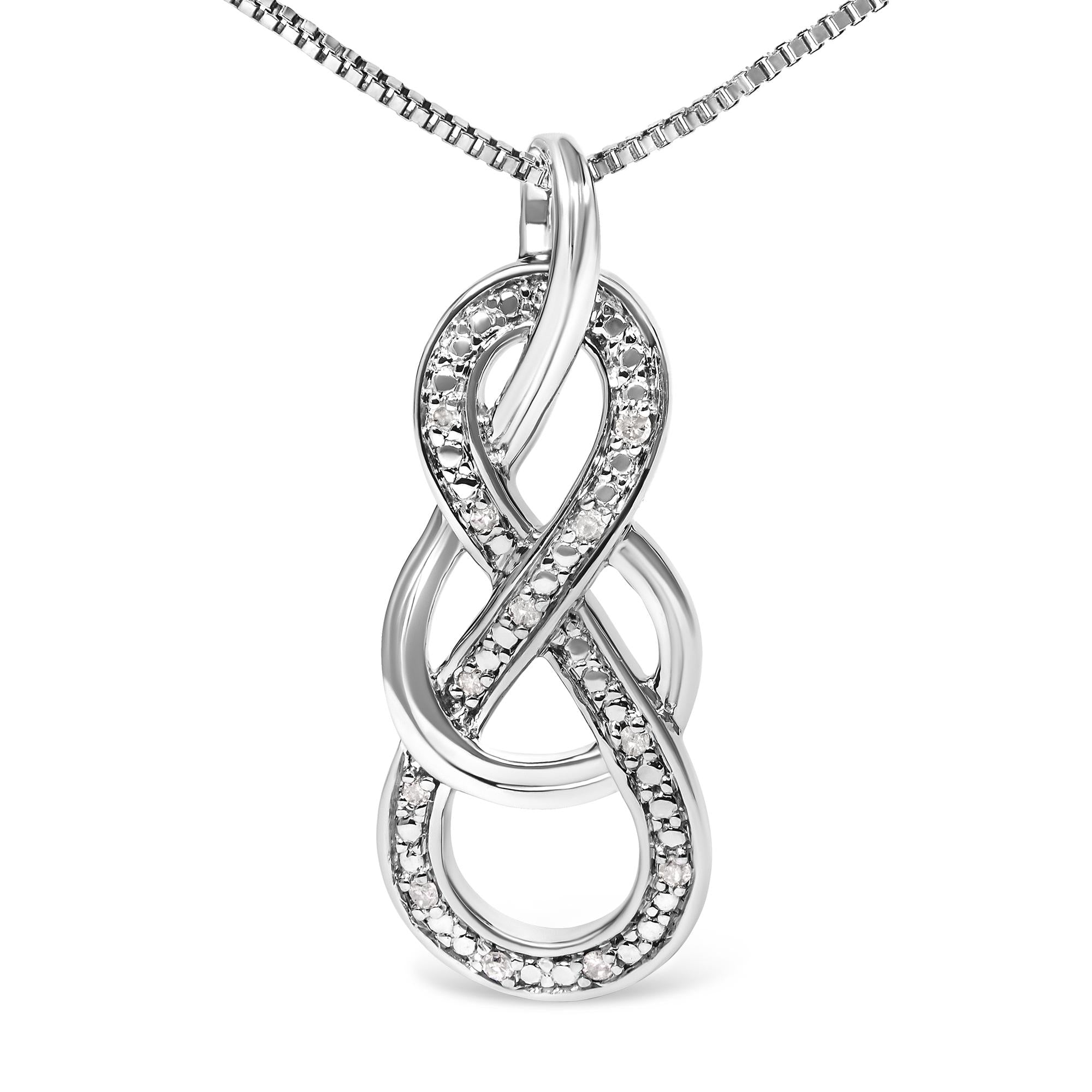 Collar con colgante de infinito entrelazado con detalles de diamantes en plata de ley 925 (color HI, claridad I2-I3) - 45,7 cm - Friggin Jewelry