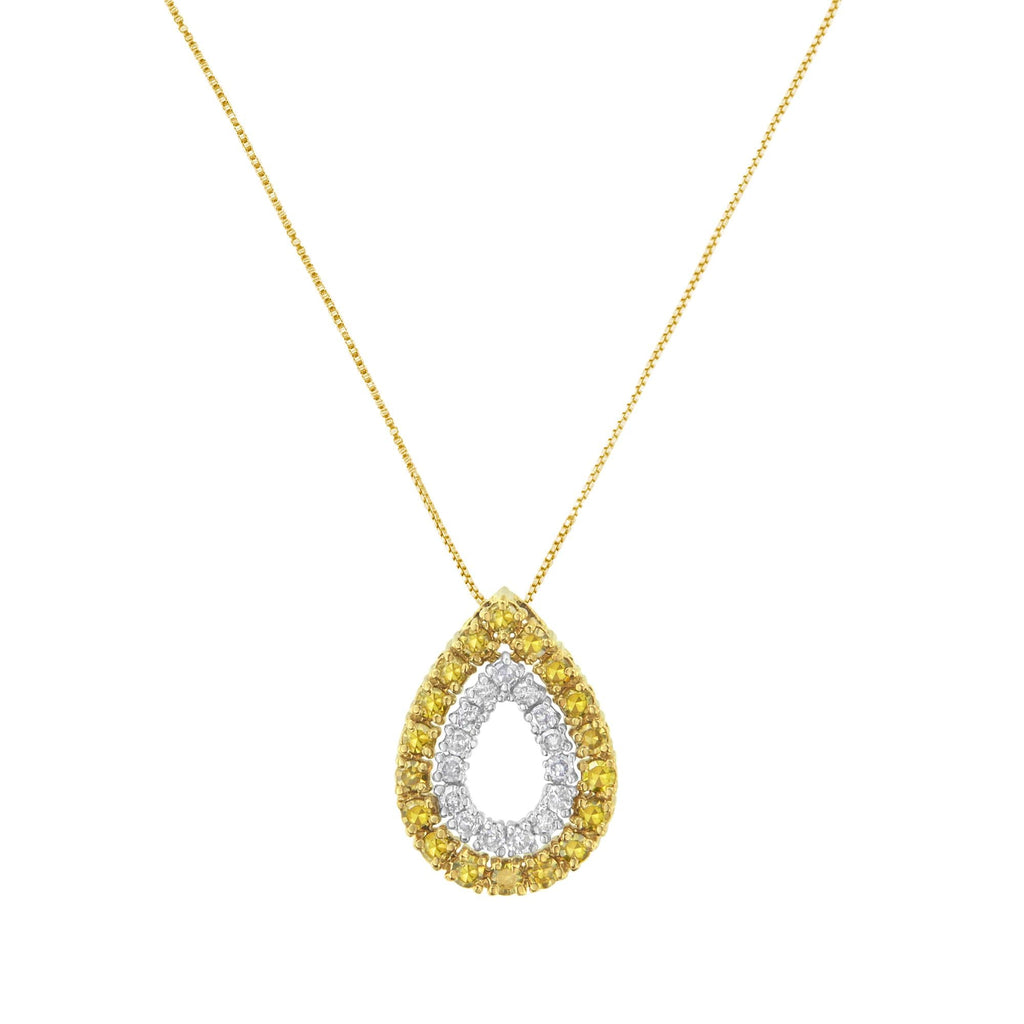 Yellow Gold Plated Sterling Silver Treated Yellow Diamond Pear Shape Pendant Necklace (1/2 cttw, Yellow Color, I2-I3 Clarity) - Friggin Jewelry