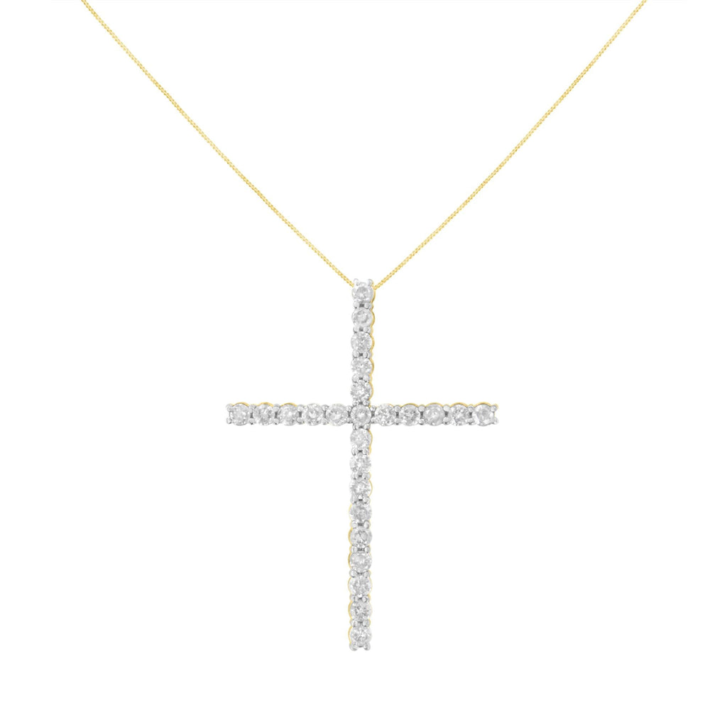.925 Sterling Silver 2 1/2 cttw Diamond Cross Pendant Necklace (H-I, I2-I3) - Friggin Jewelry