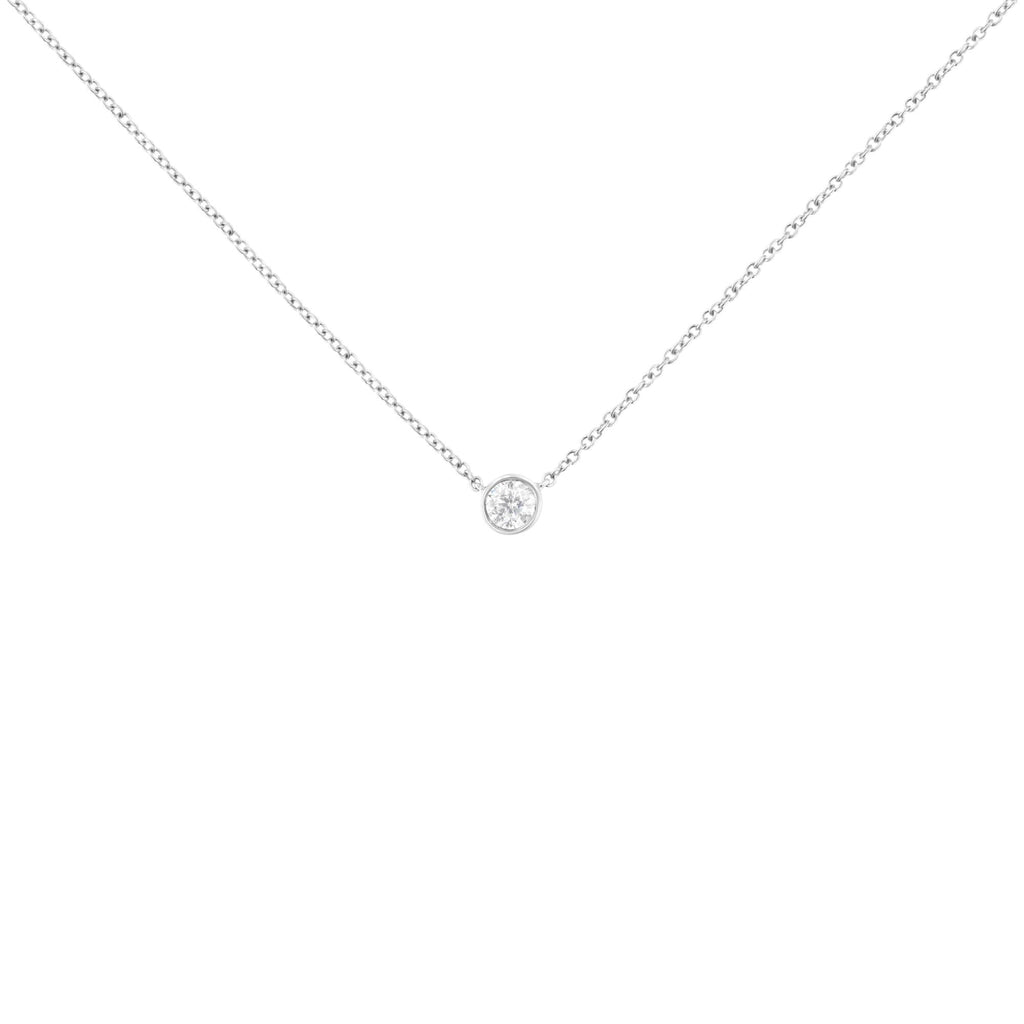10K Gold 0.25 Carat Diamond Classic Bezel-Set Solitaire Pendant Necklace with 16"-18" Adjustable Chain (H-I Color, SI2-I1 Clarity) - Friggin Jewelry