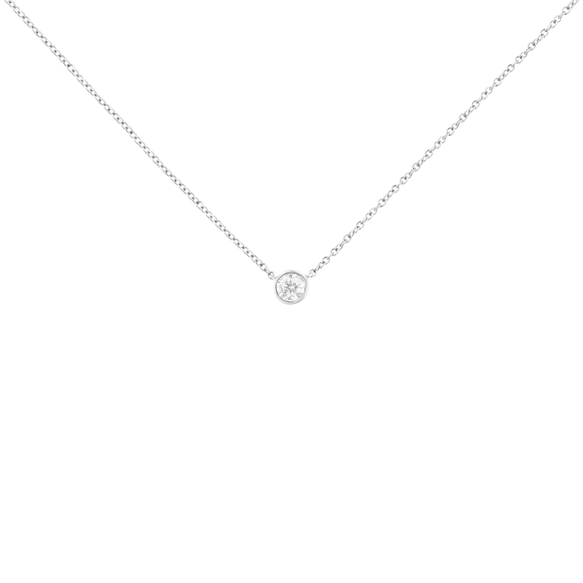 10K Gold 0.25 Carat Diamond Classic Bezel-Set Solitaire Pendant Necklace with 16"-18" Adjustable Chain (H-I Color, SI2-I1 Clarity) - Friggin Jewelry