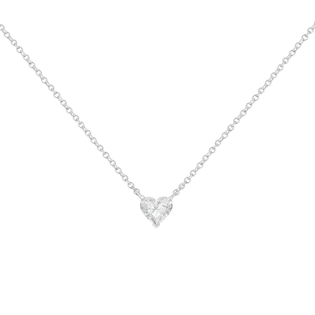 14k White Gold 1/4 Cttw Lab Grown Heart Shape Diamond Solitaire 18" Pendant Necklace (E-F Color, SI1-SI2 Clarity) - Friggin Jewelry