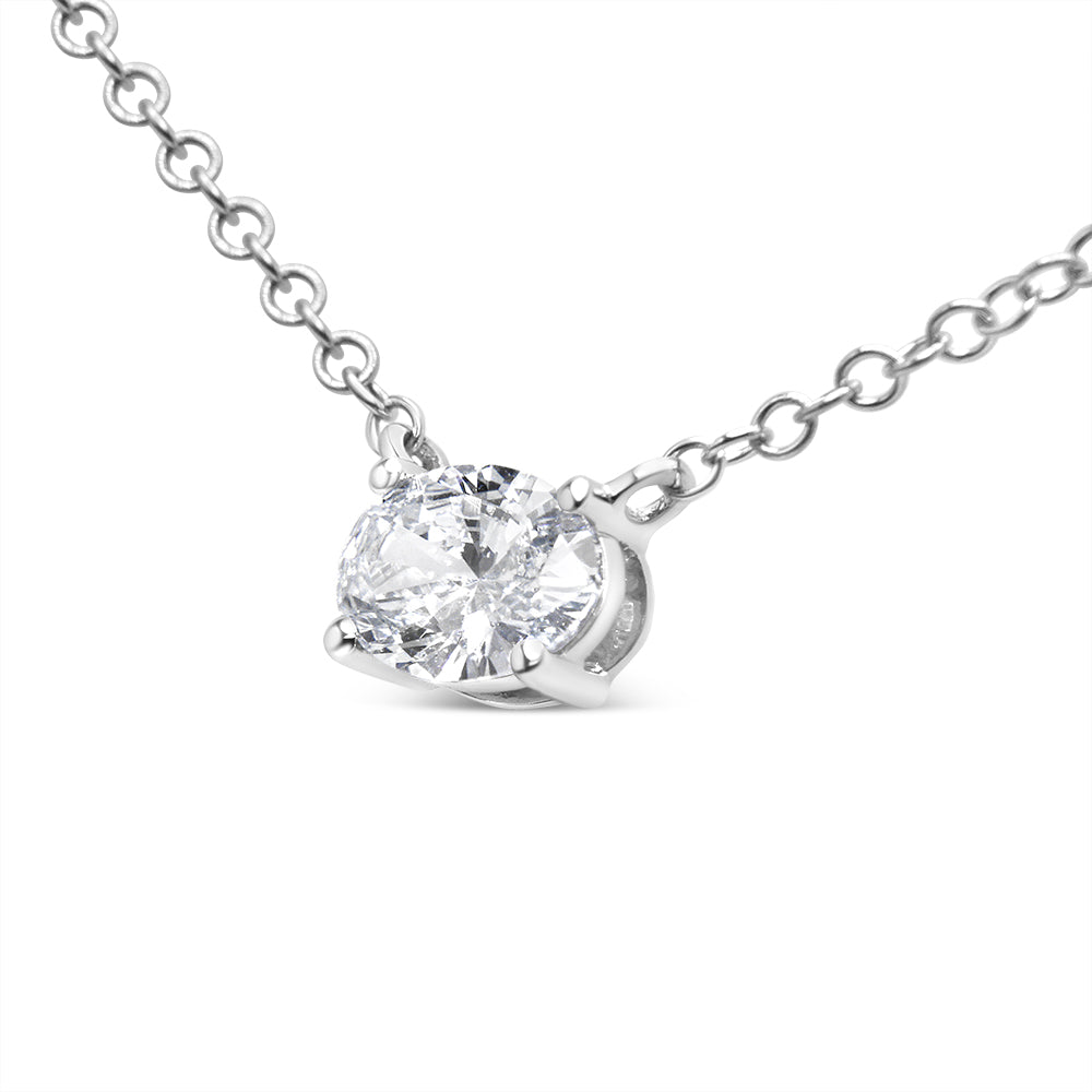 Collar con colgante de diamante solitario ovalado de 1/2 ct cultivado en laboratorio, de 18" (color EF, claridad VS1-VS2) - Friggin Jewelry