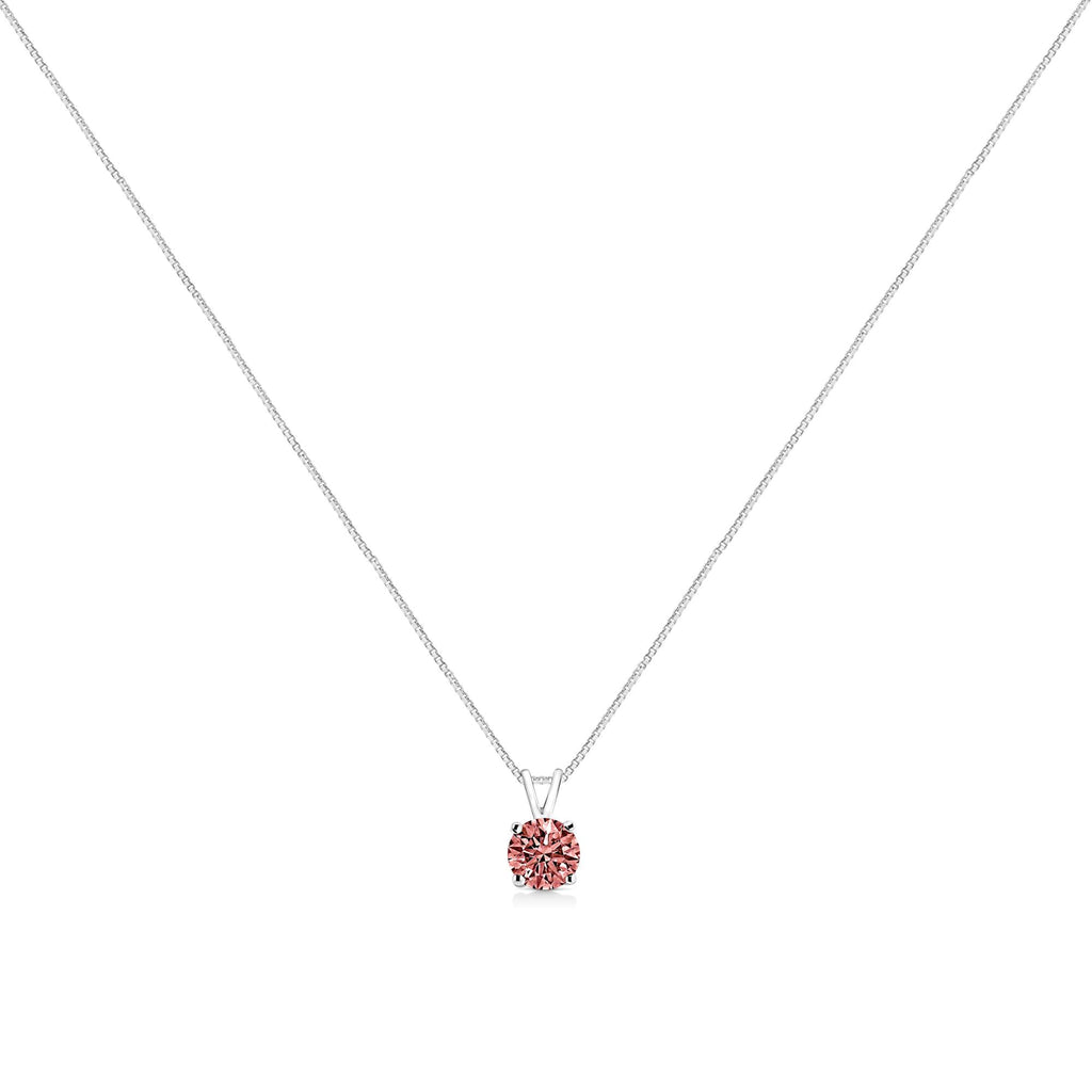 Collana con pendente solitario a 4 punte in oro bianco 14 carati con diamante taglio brillante rotondo da 1/2 carati - Friggin Jewelry