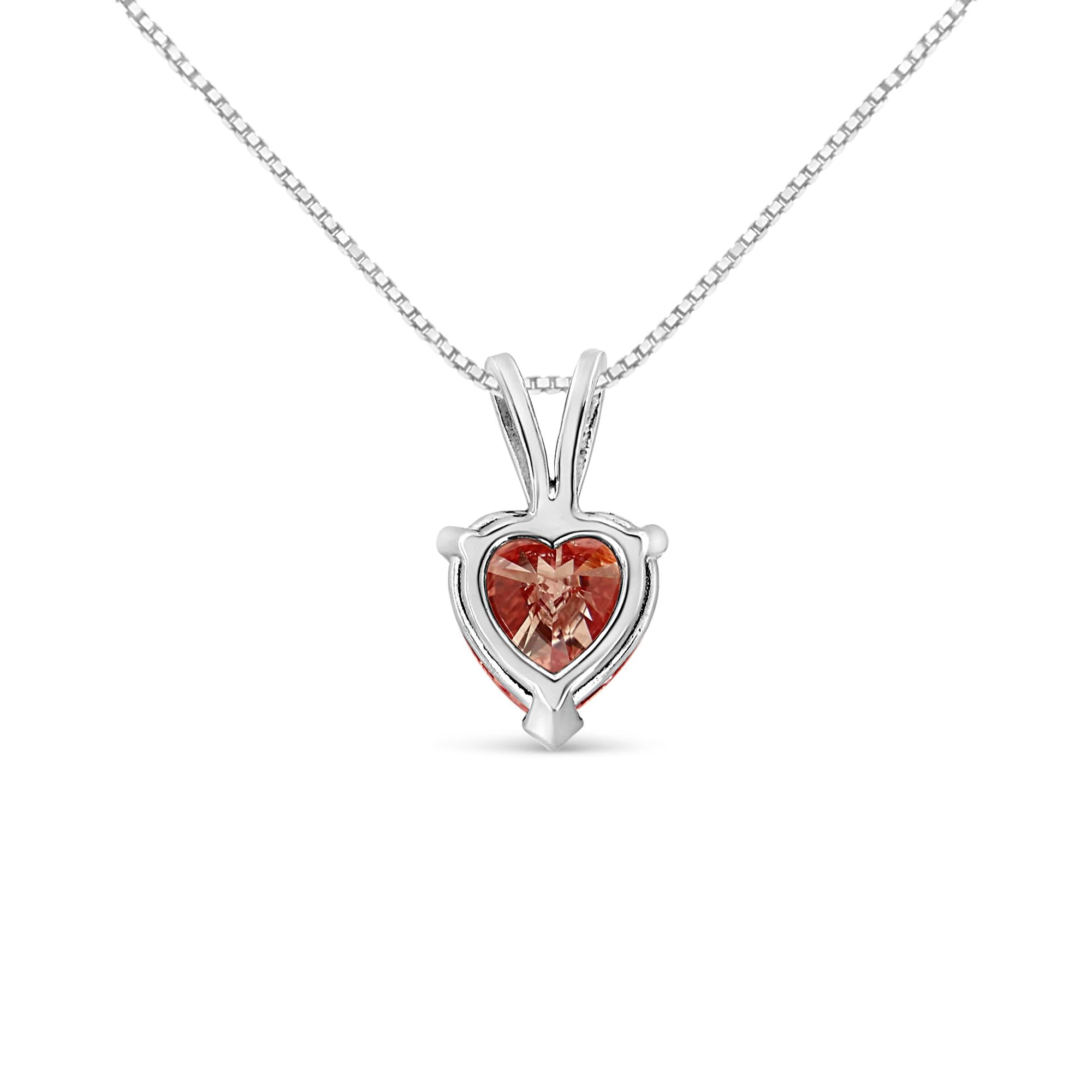 14K White Gold Martini-Set 1.00 Cttw Lab Grown Pink Heart Diamond Solitaire 18" Pendant Necklace (Pink Color, VS2-SI1 Clarity) - Friggin Jewelry