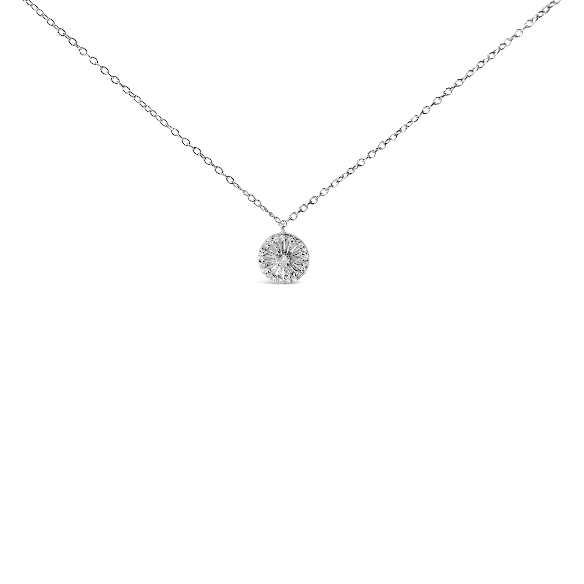 .925 Sterling Silver 1/6 Cttw Diamond Wheel and Spoke Pendant Necklace (H-I Color, I2-I3 Clarity) - 18" - Friggin Jewelry