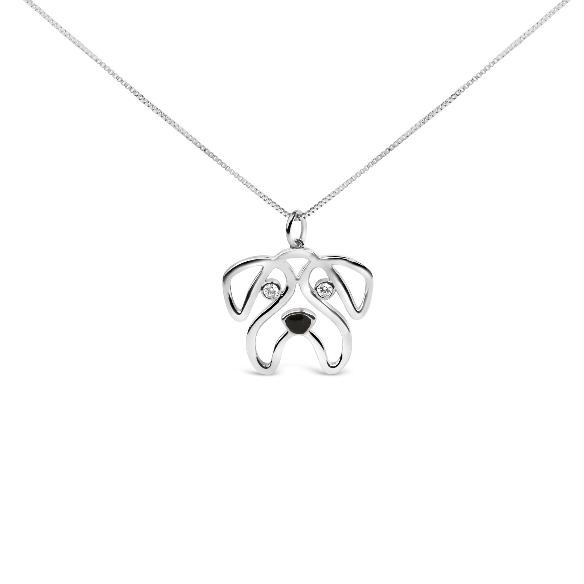 .925 Sterling Silver Diamond Accent Pug Dog Pendant Necklace (I-J Color, I2-I3 Clarity) - 18" Inches - Friggin Jewelry