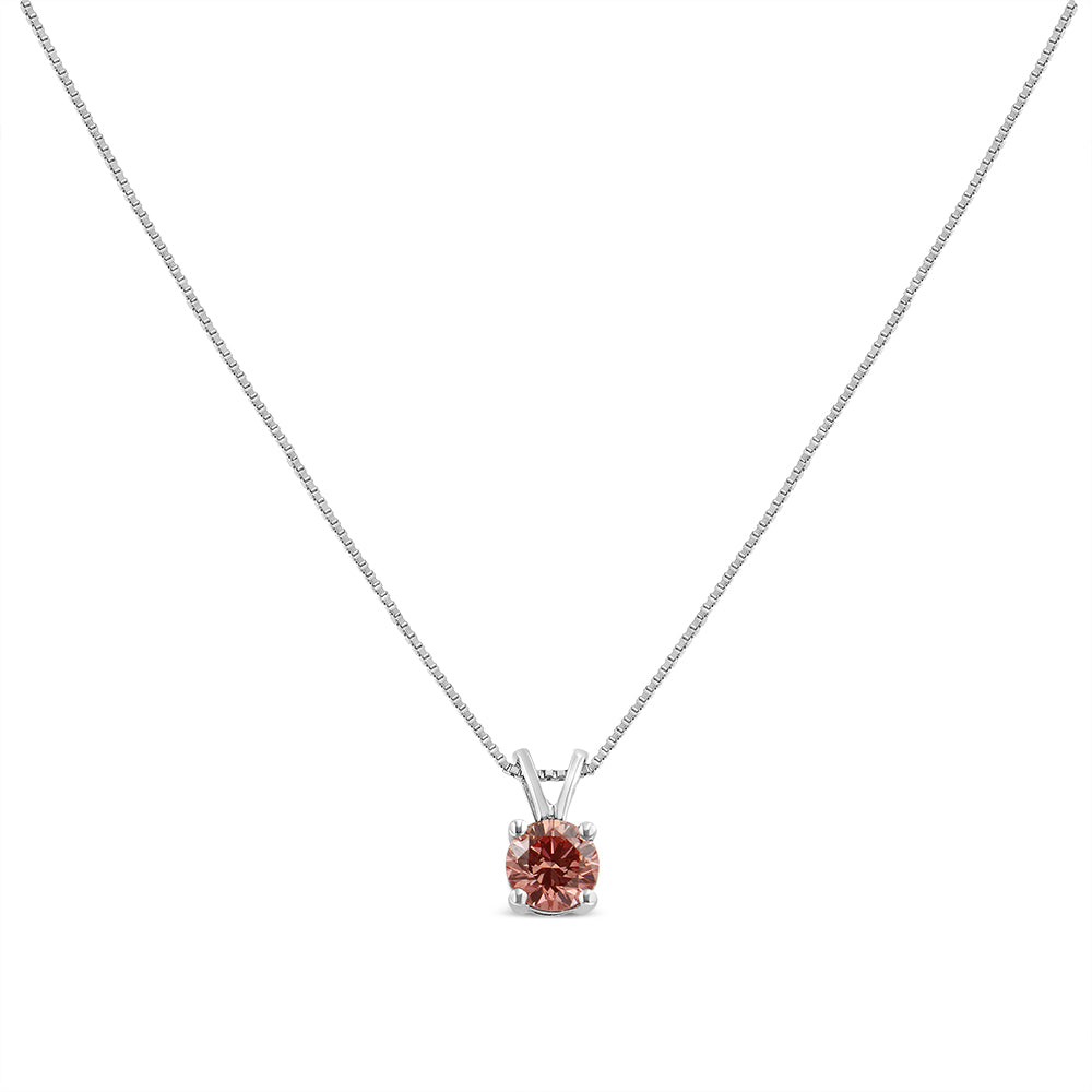 14K White Gold 1/4 Cttw Round Brilliant Cut Lab Grown Diamond 4-Prong Solitaire Pendant Necklace - Friggin Jewelry