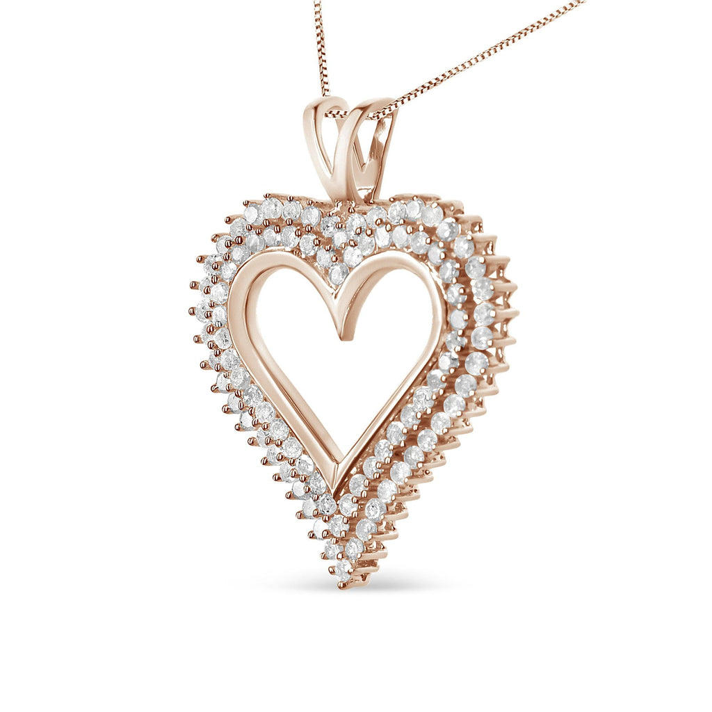 .925 Sterling Silver Diamond Heart 18" Pendant Necklace (I-J Color, I2-I3 Clarity) - Friggin Jewelry