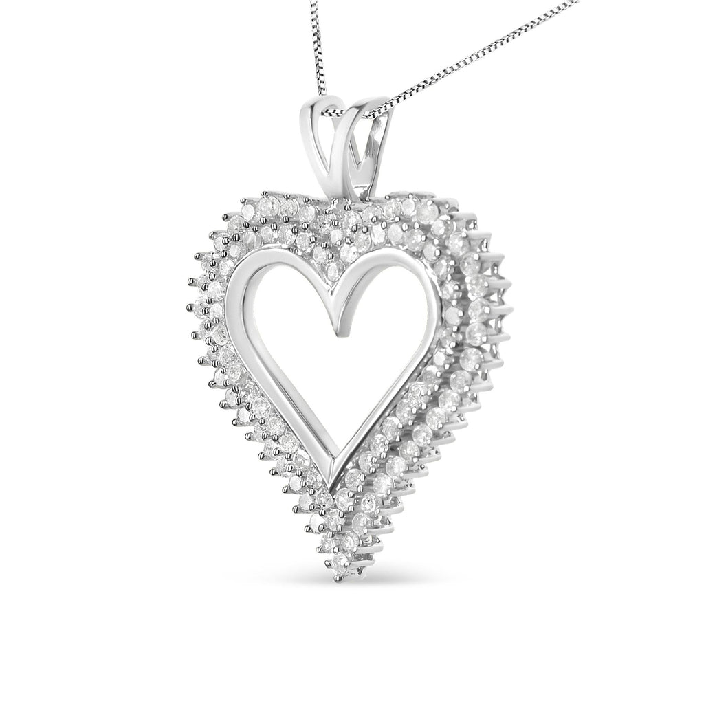 .925 Sterling Silver Diamond Heart 18" Pendant Necklace (I-J Color, I2-I3 Clarity) - Friggin Jewelry