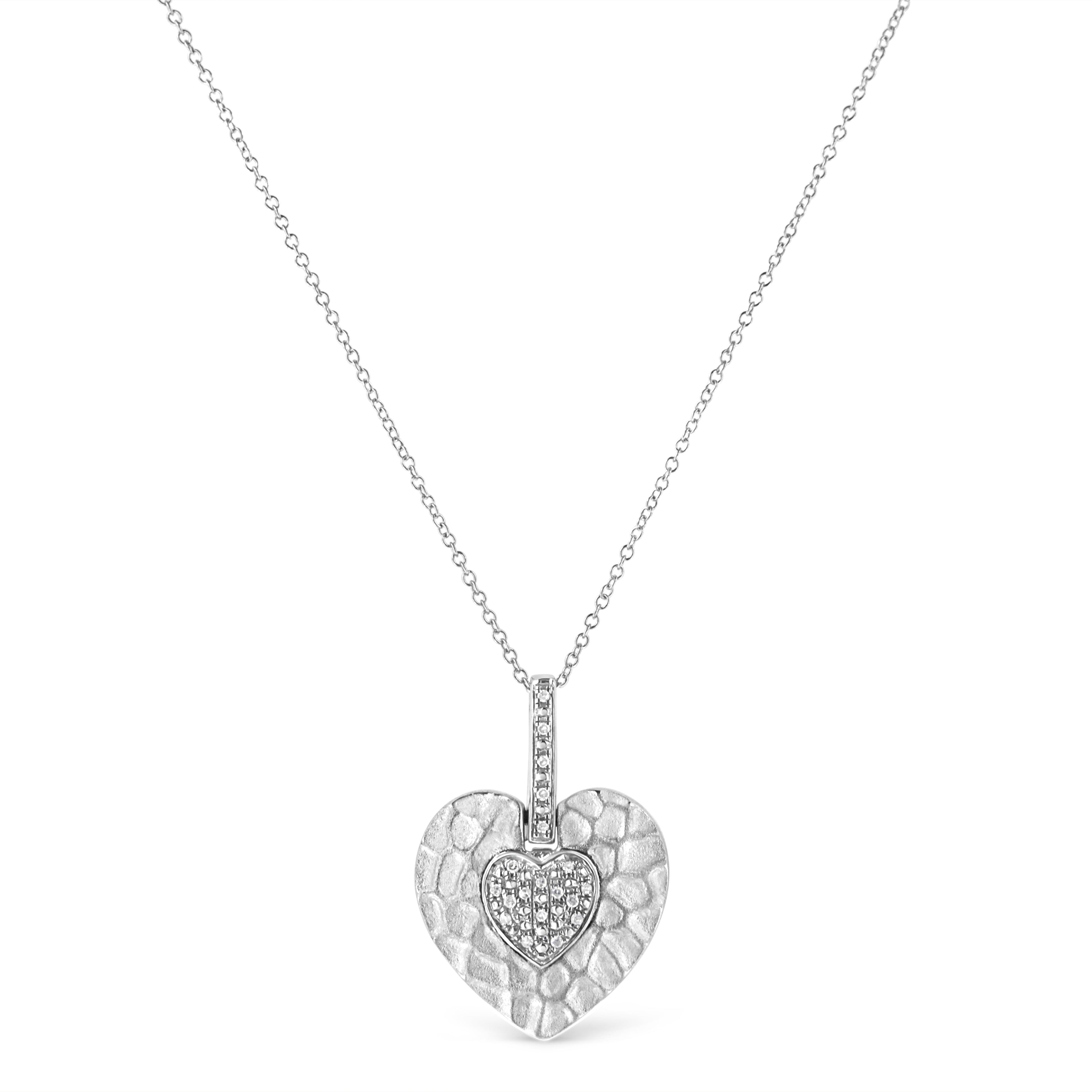 .925 Sterling Silver Pave-Set Diamond Accent Heart Shape 18" Pendant Necklace (I-J Color, I1-I2 Clarity) - Friggin Jewelry