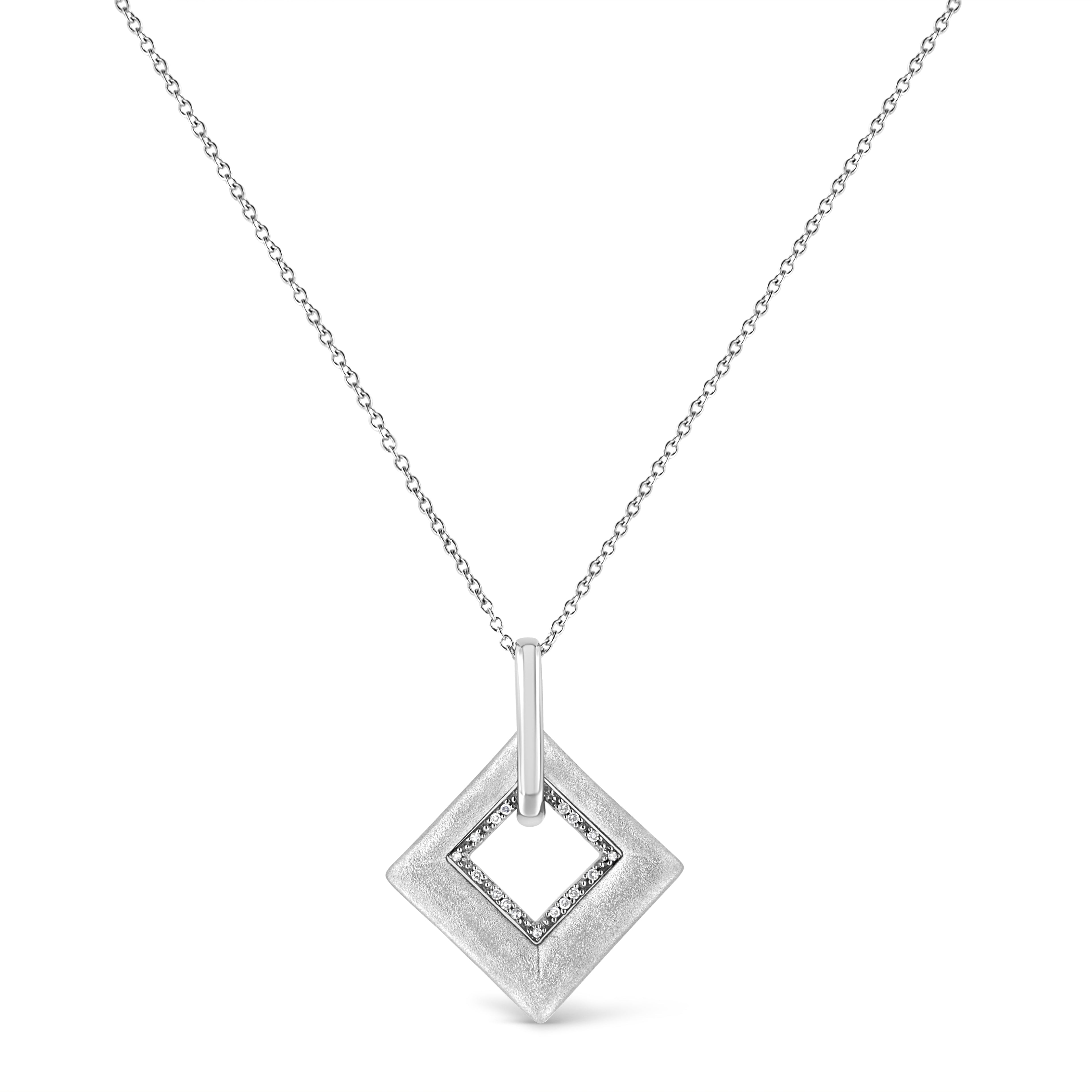 Collana con ciondolo a forma di aquilone da 18" in argento sterling .925 con diamanti incastonati (colore IJ, purezza I1-I2) - Friggin Jewelry