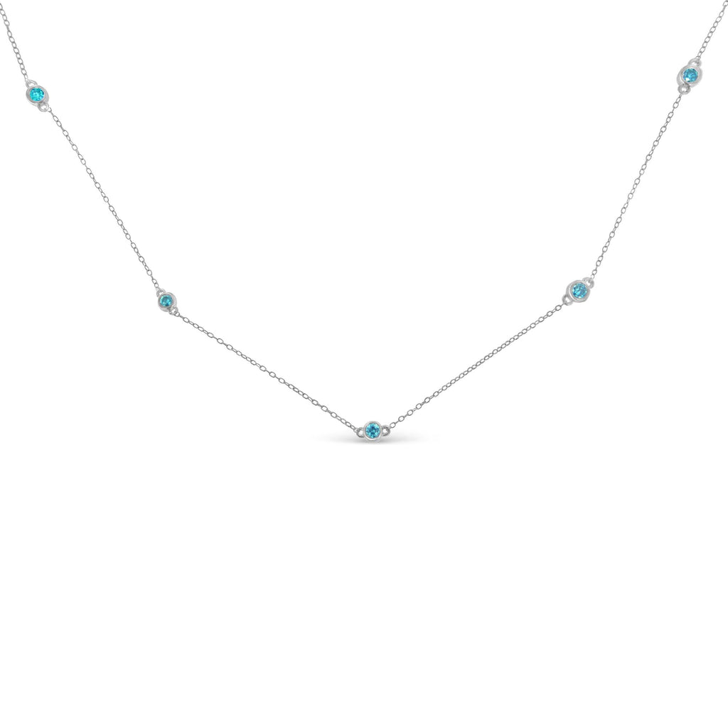 Collar de diamantes por yarda en plata de ley (1/2 ct, color azul, claridad I2-I3) - Friggin Jewelry