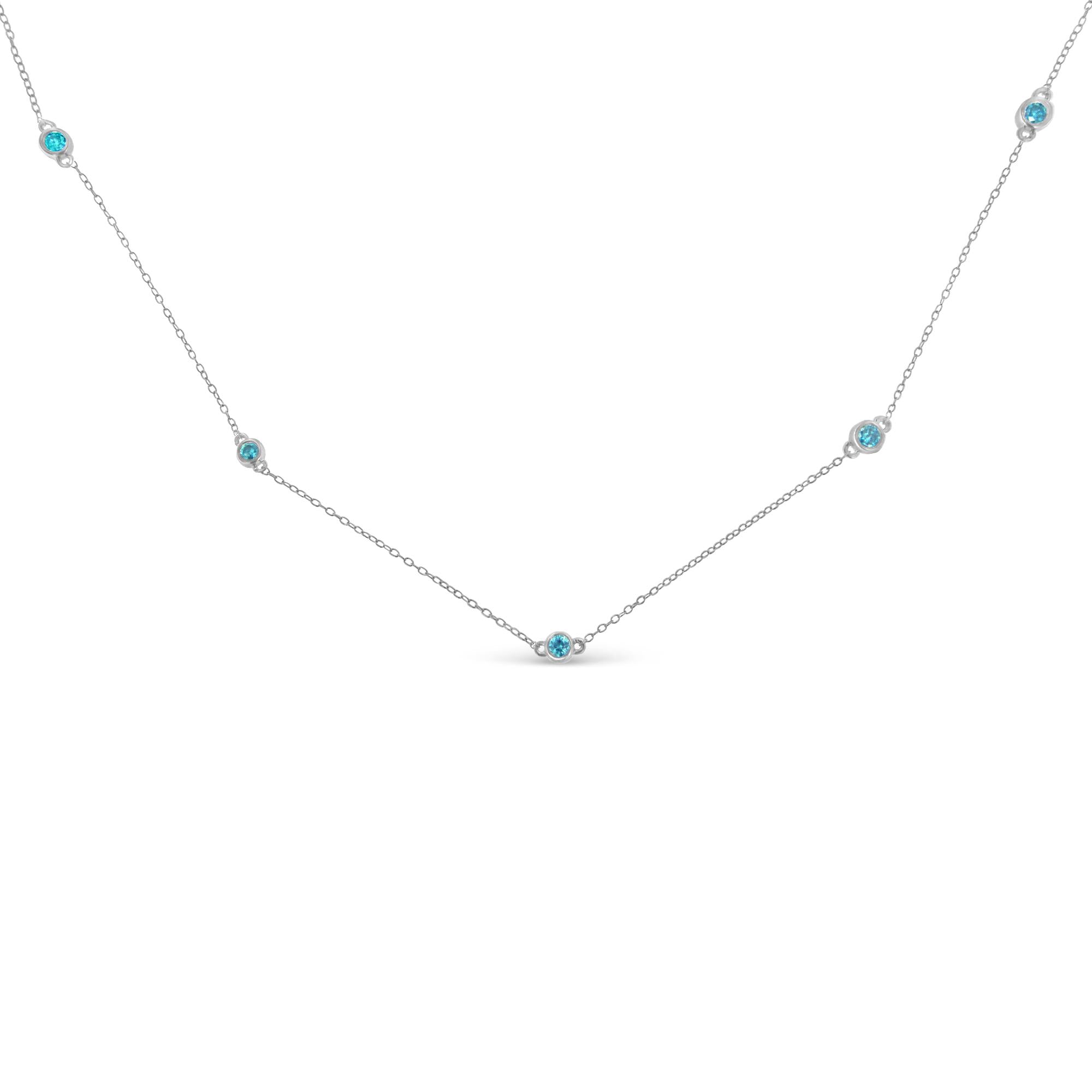 Collar de diamantes por yarda en plata de ley (1/2 ct, color azul, claridad I2-I3) - Friggin Jewelry