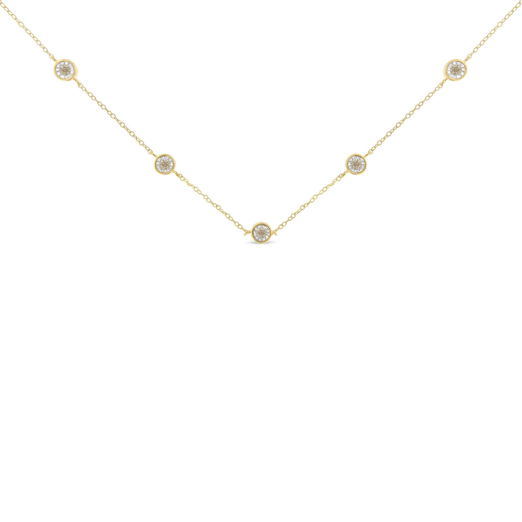 Sterling Silver Diamond Station Necklace (1/2 cttw, K-L Color, I2-I3 Clarity) - Friggin Jewelry