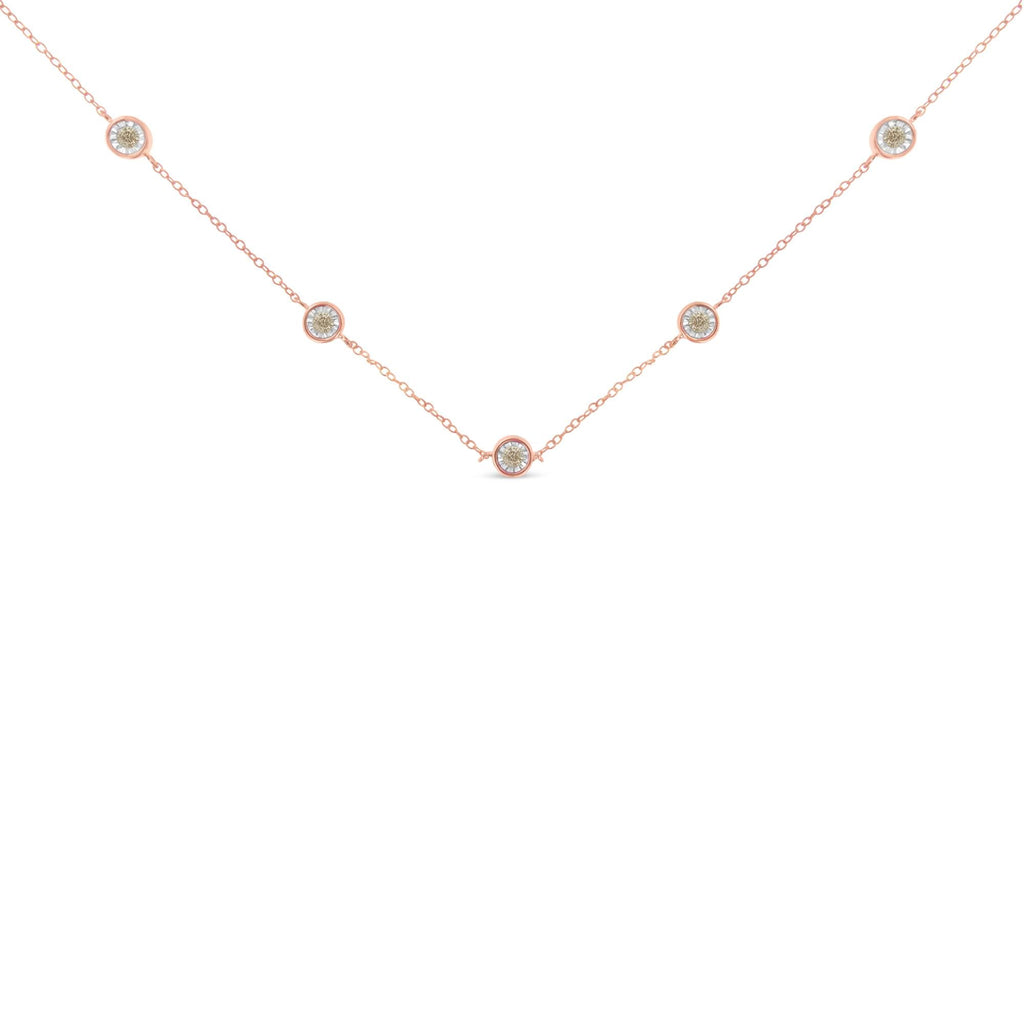 Sterling Silver Diamond Station Necklace (1/2 cttw, K-L Color, I2-I3 Clarity) - Friggin Jewelry