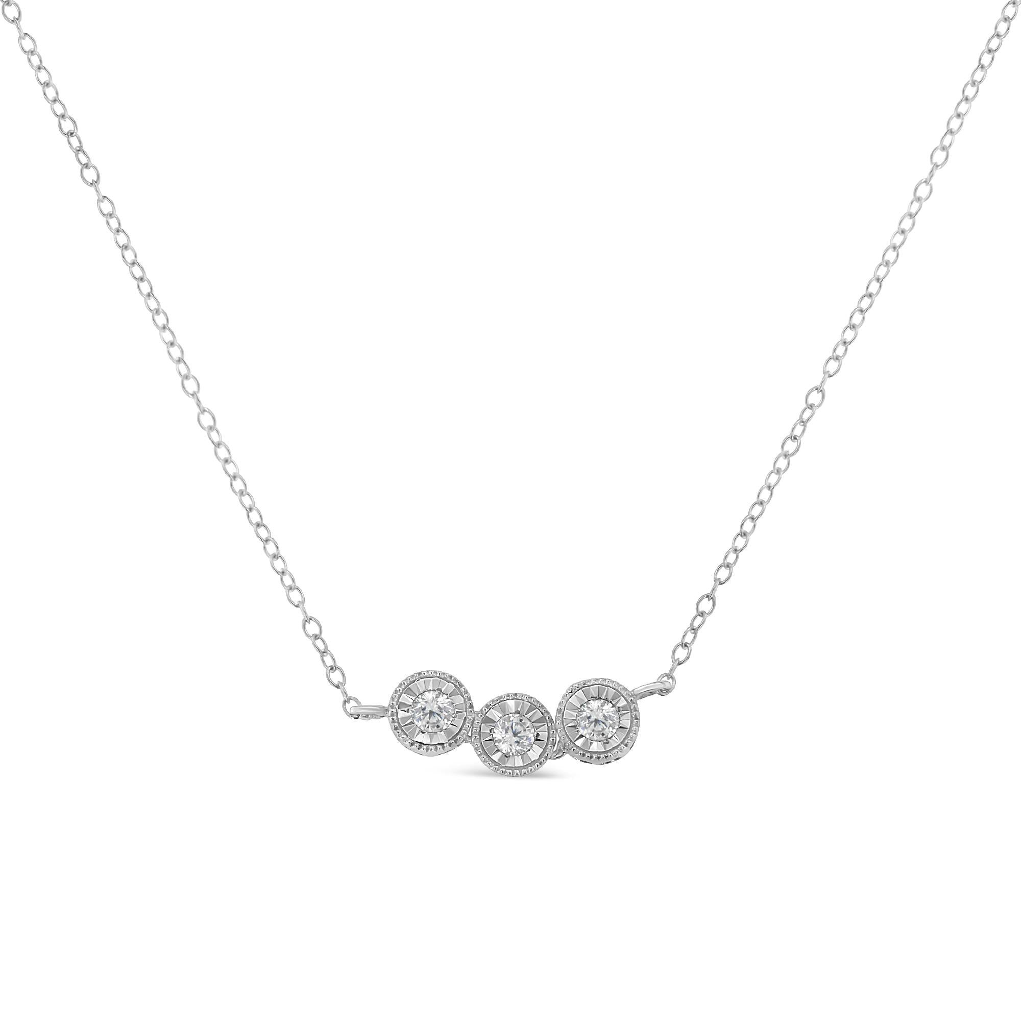 Collar con colgante de diamantes redondos en plata de ley (1/4 ct, color HI, claridad I2-I3) - Friggin Jewelry