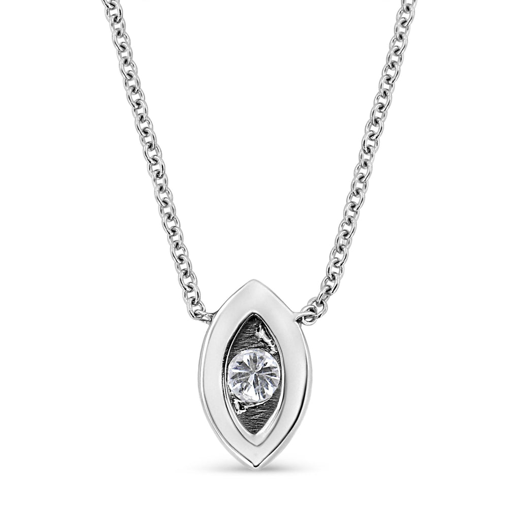 10K White Gold 1/10 Cttw Miracle Set Round-Cut Diamond 18" Pendant Necklace - Choice of Shape - Friggin Jewelry