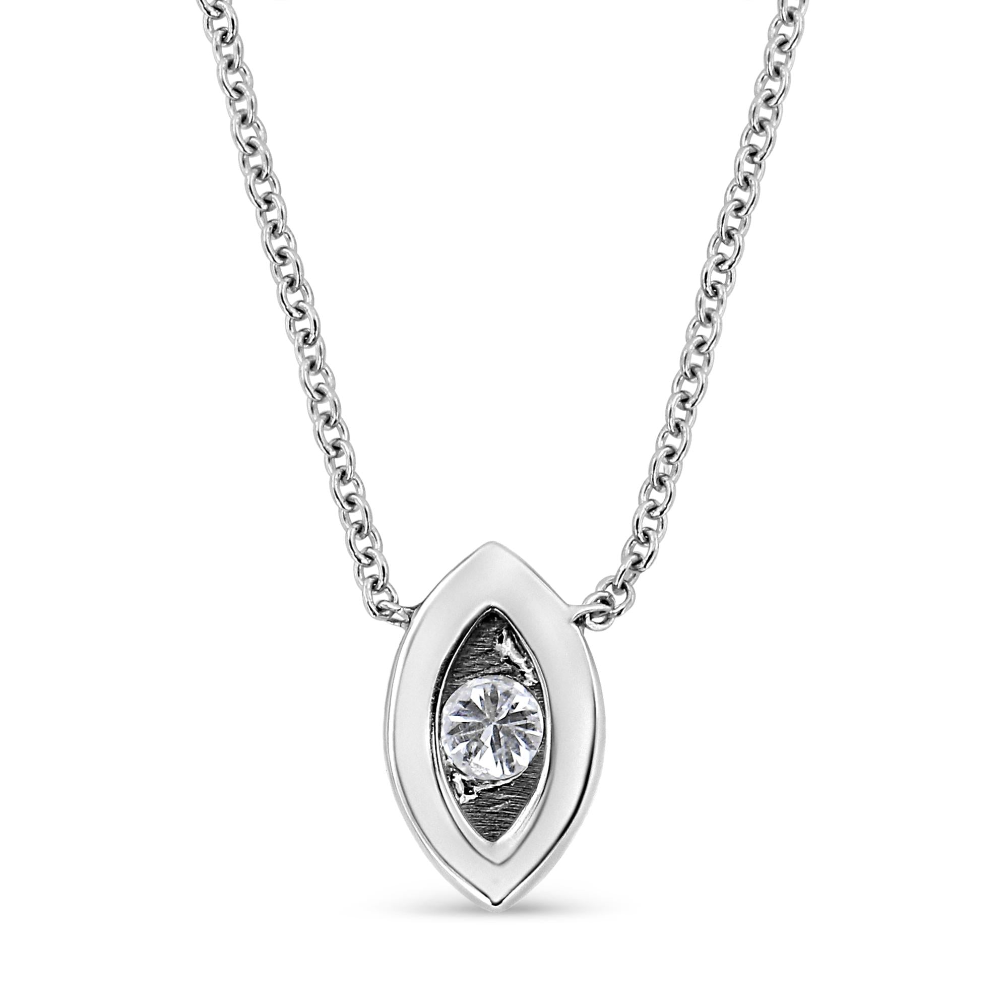 10K White Gold 1/10 Cttw Miracle Set Round-Cut Diamond 18" Pendant Necklace - Choice of Shape - Friggin Jewelry