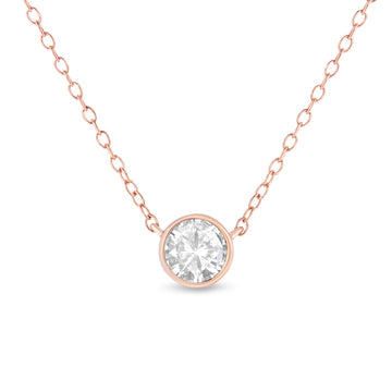 Collar con colgante de 18" en plata de ley 925 con bisel de diamantes de 1/2 quilates (color IJ, claridad I2-I3) - Friggin Jewelry
