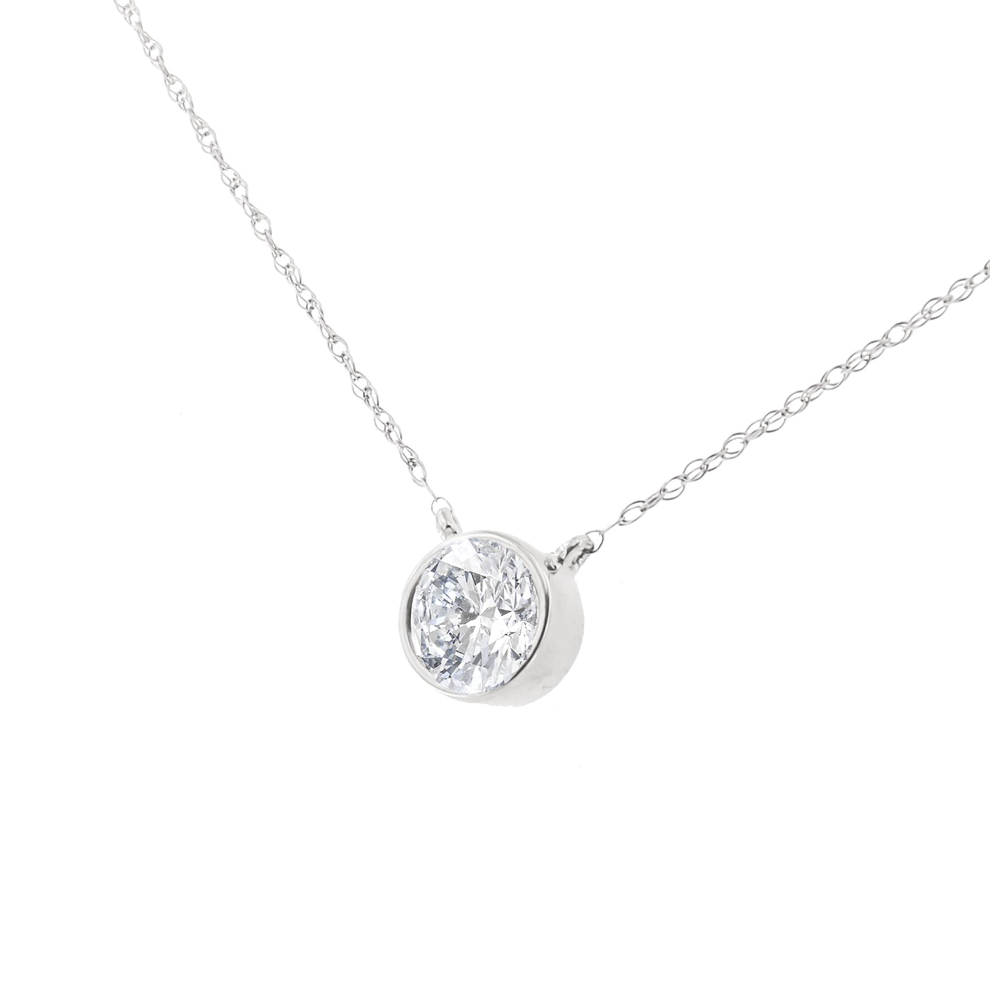 Collar con colgante de 18" en plata de ley 925 con bisel de diamantes de 1/2 quilates (color IJ, claridad I2-I3) - Friggin Jewelry