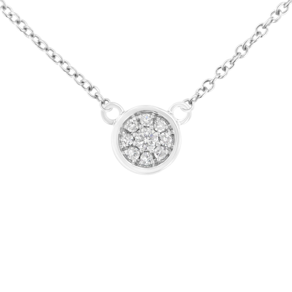 Collar con colgante de flor de diamante de 1/4 ct en oro blanco de 10 quilates (color IJ, claridad I2-I3) - Cadena ajustable de 40,6 a 45,7 cm - Friggin Jewelry