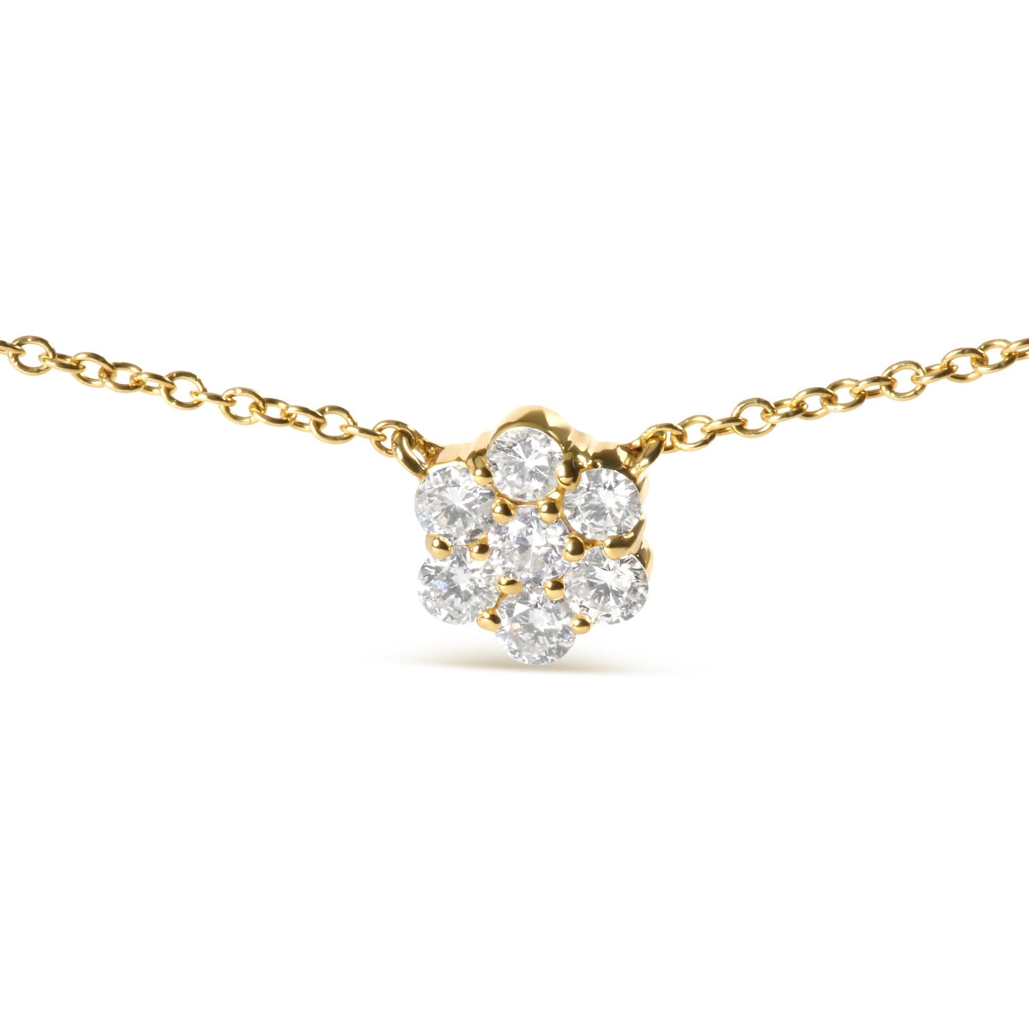Collana da 18" con diamanti a grappolo da 2,00 ct in oro giallo 14 carati (colore IJ, purezza I1-I2) - Friggin Jewelry
