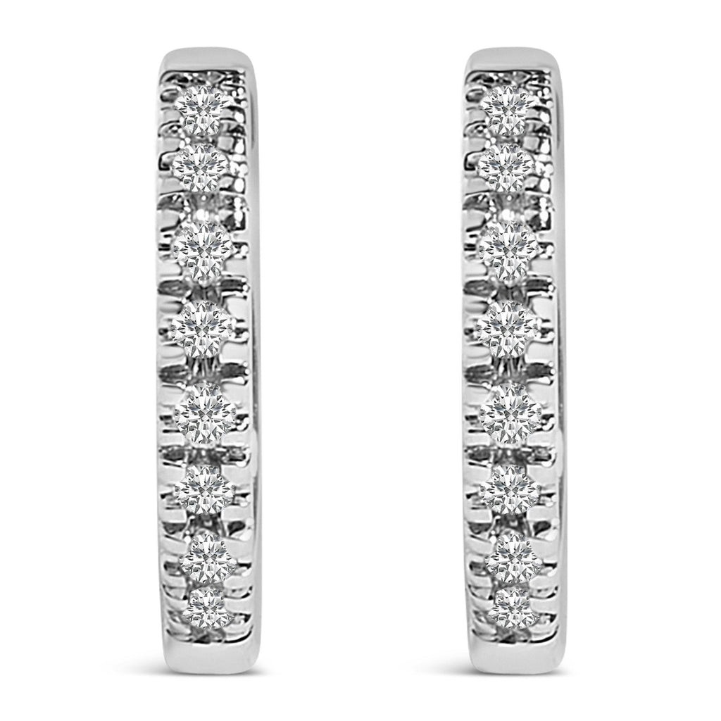 14K Rose Gold 1/5 CTW Diamond Huggie Hoop Earrings (K-L Color, I2-I3 Clarity) - Friggin Jewelry
