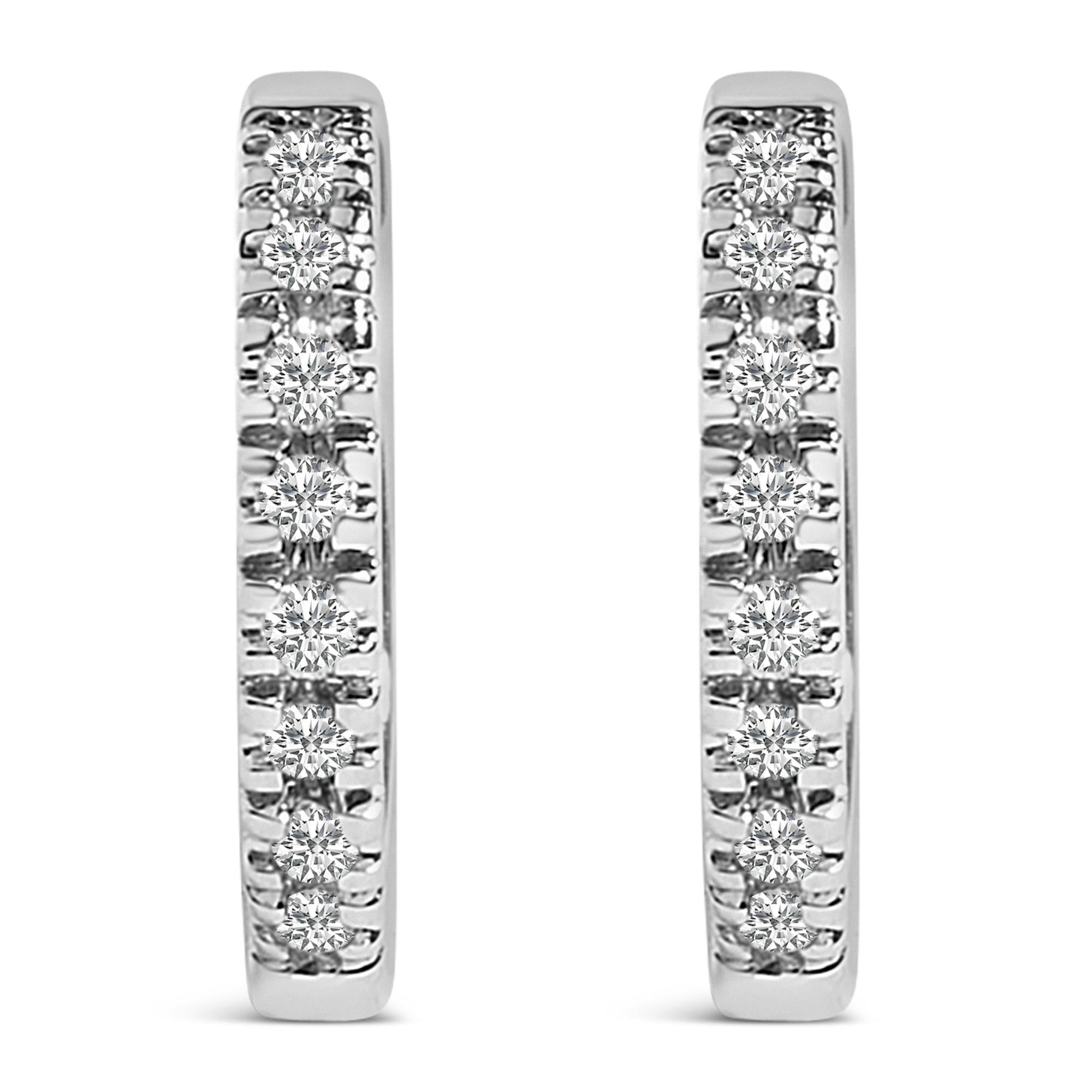 14K Rose Gold 1/5 CTW Diamond Huggie Hoop Earrings (K-L Color, I2-I3 Clarity) - Friggin Jewelry