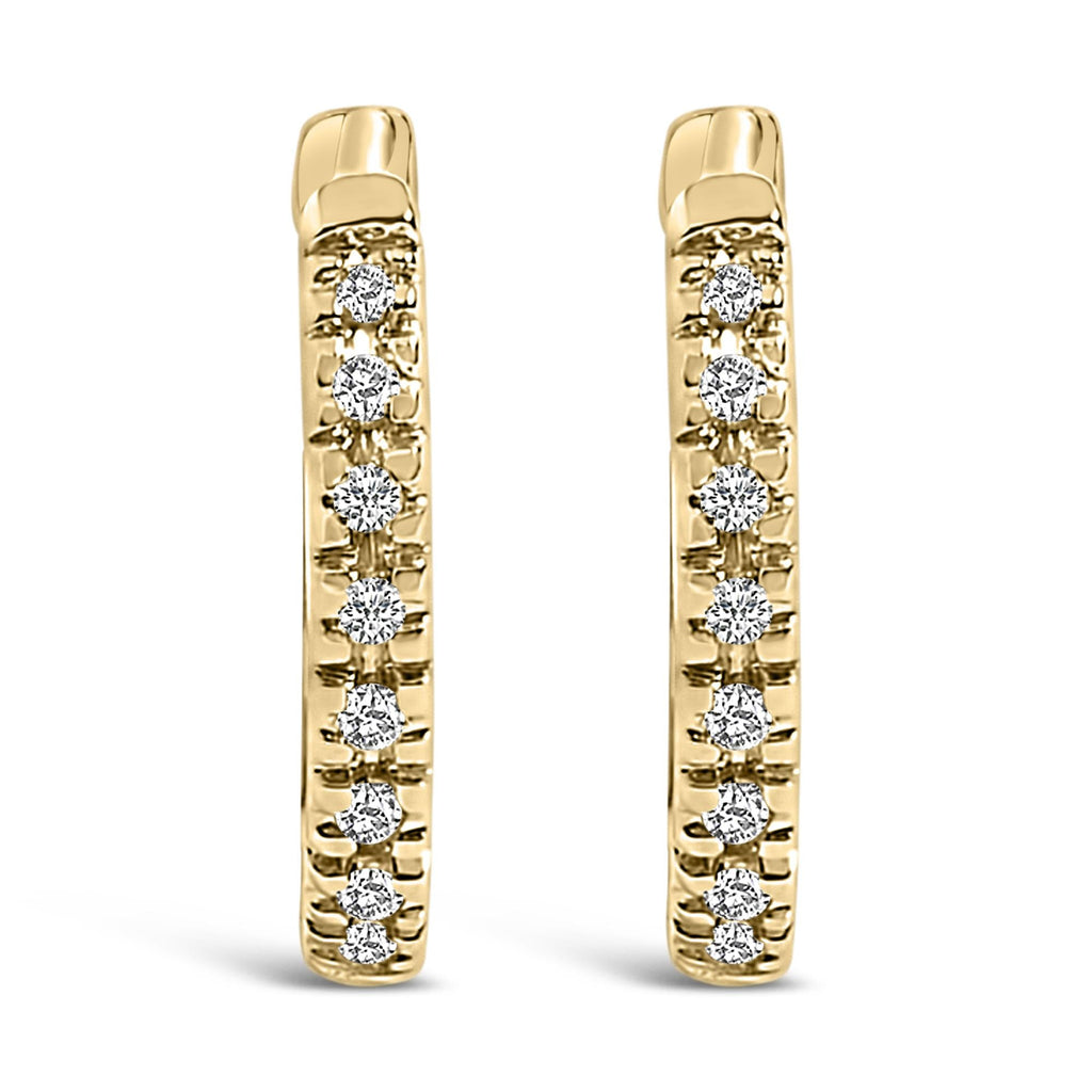 14K Rose Gold 1/5 CTW Diamond Huggie Hoop Earrings (K-L Color, I2-I3 Clarity) - Friggin Jewelry