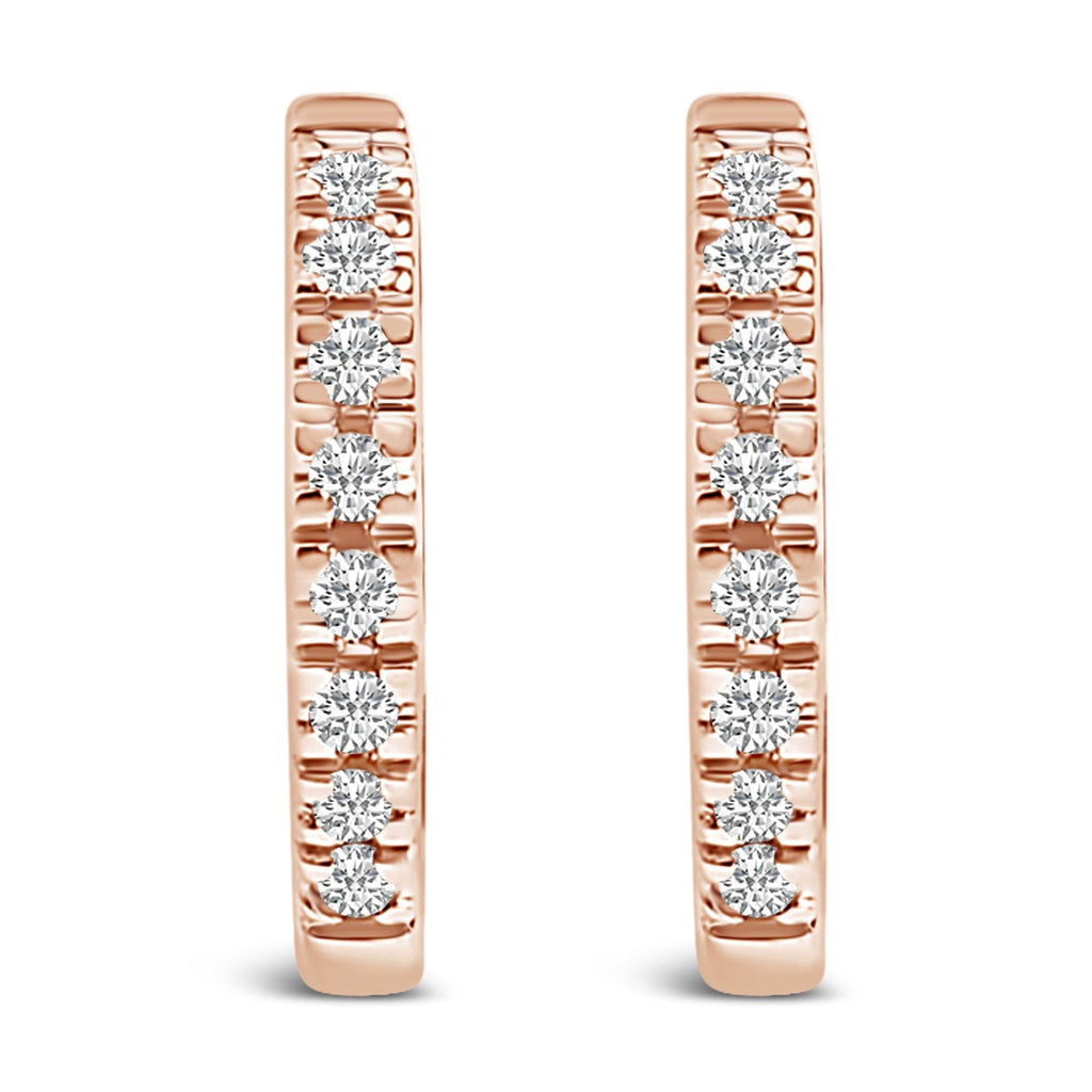 14K Rose Gold 1/5 CTW Diamond Huggie Hoop Earrings (K-L Color, I2-I3 Clarity) - Friggin Jewelry