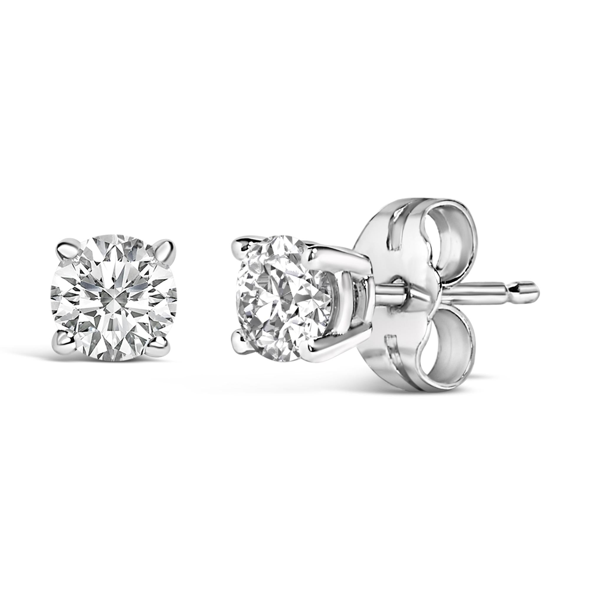 14K Gold 1/2 Cttw Lab Grown Diamond Solitaire Stud Earrings - Friggin Jewelry