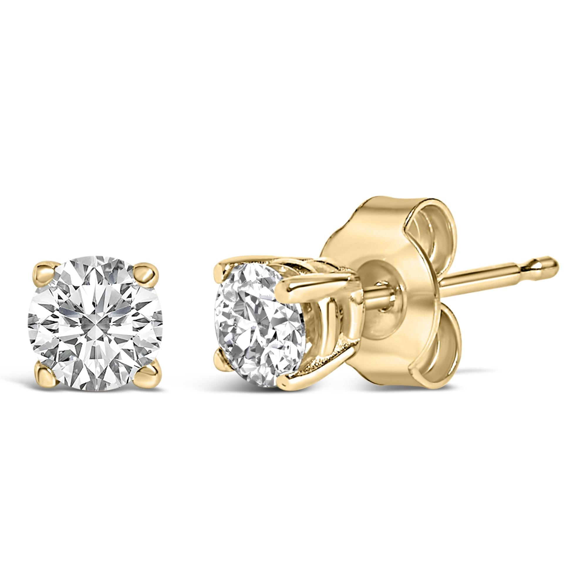 14K Gold 1/2 Cttw Lab Grown Diamond Solitaire Stud Earrings - Friggin Jewelry