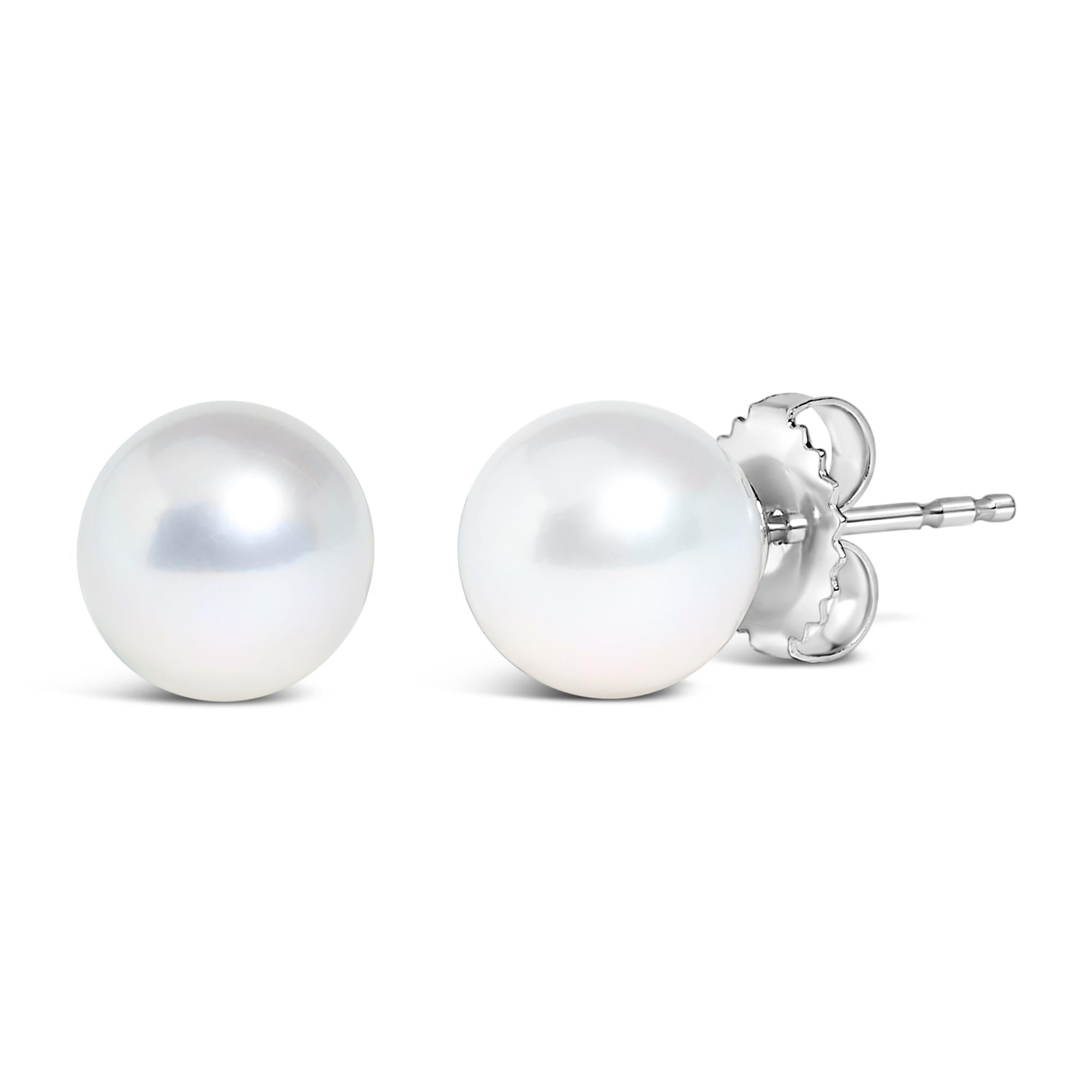 14K Gold Cultured Freshwater Pearl Solitaire Stud Earrings - Friggin Jewelry