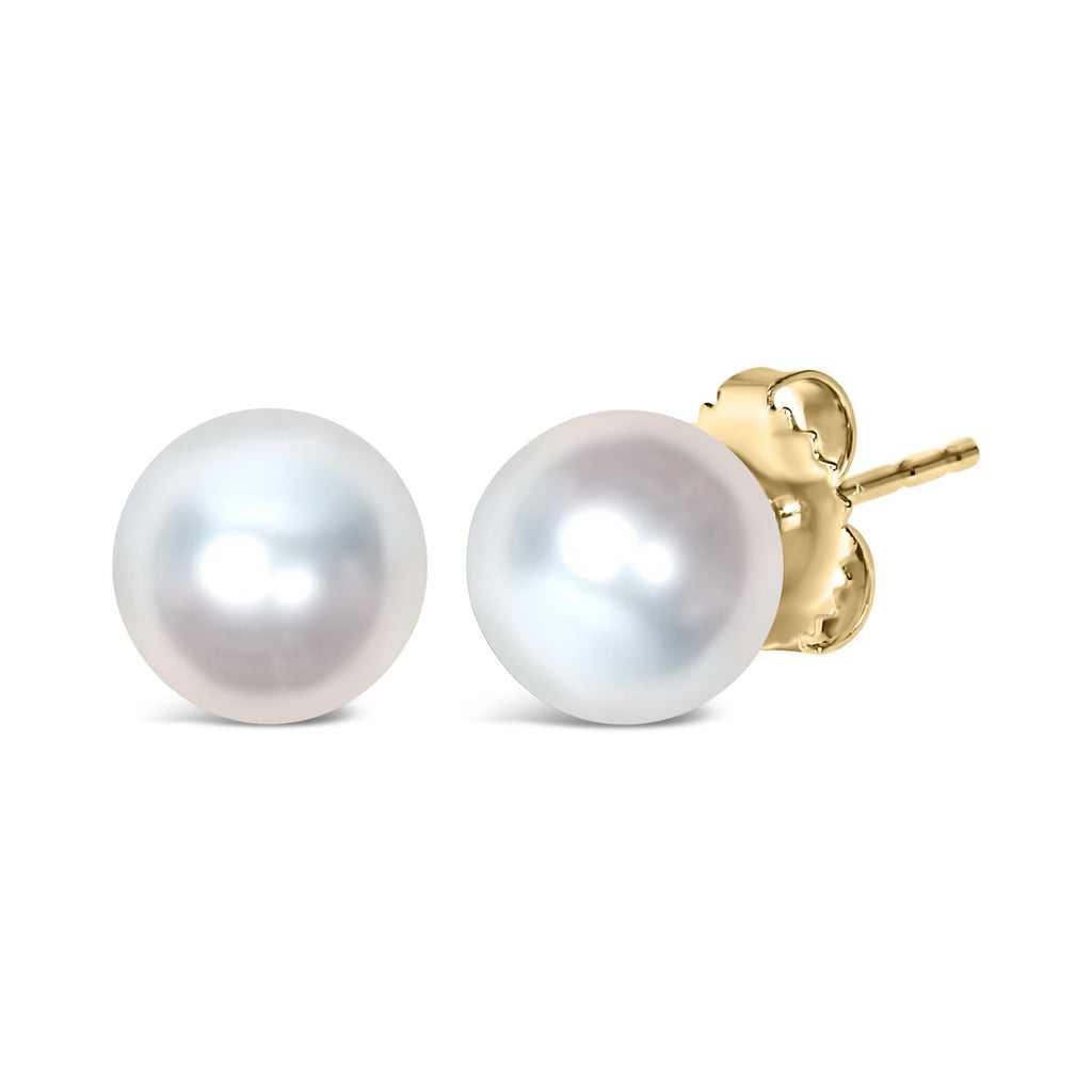 14K Gold Cultured Freshwater Pearl Solitaire Stud Earrings - Friggin Jewelry