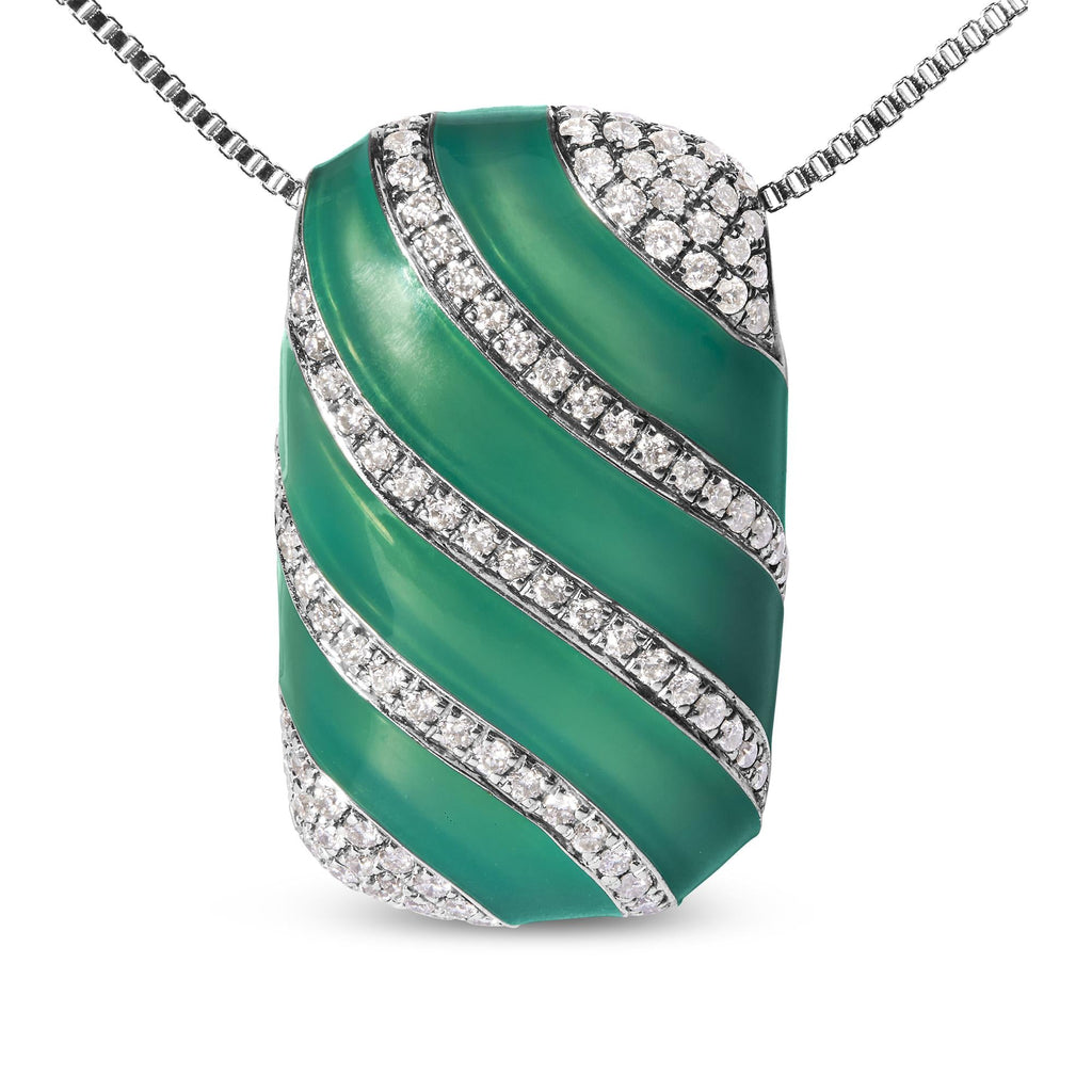 Collana con ciondolo in argento sterling 925, smalto turchese e diamante da 1/2 carati, 18 pollici (colore FG, purezza VS1-VS2) - Friggin Jewelry