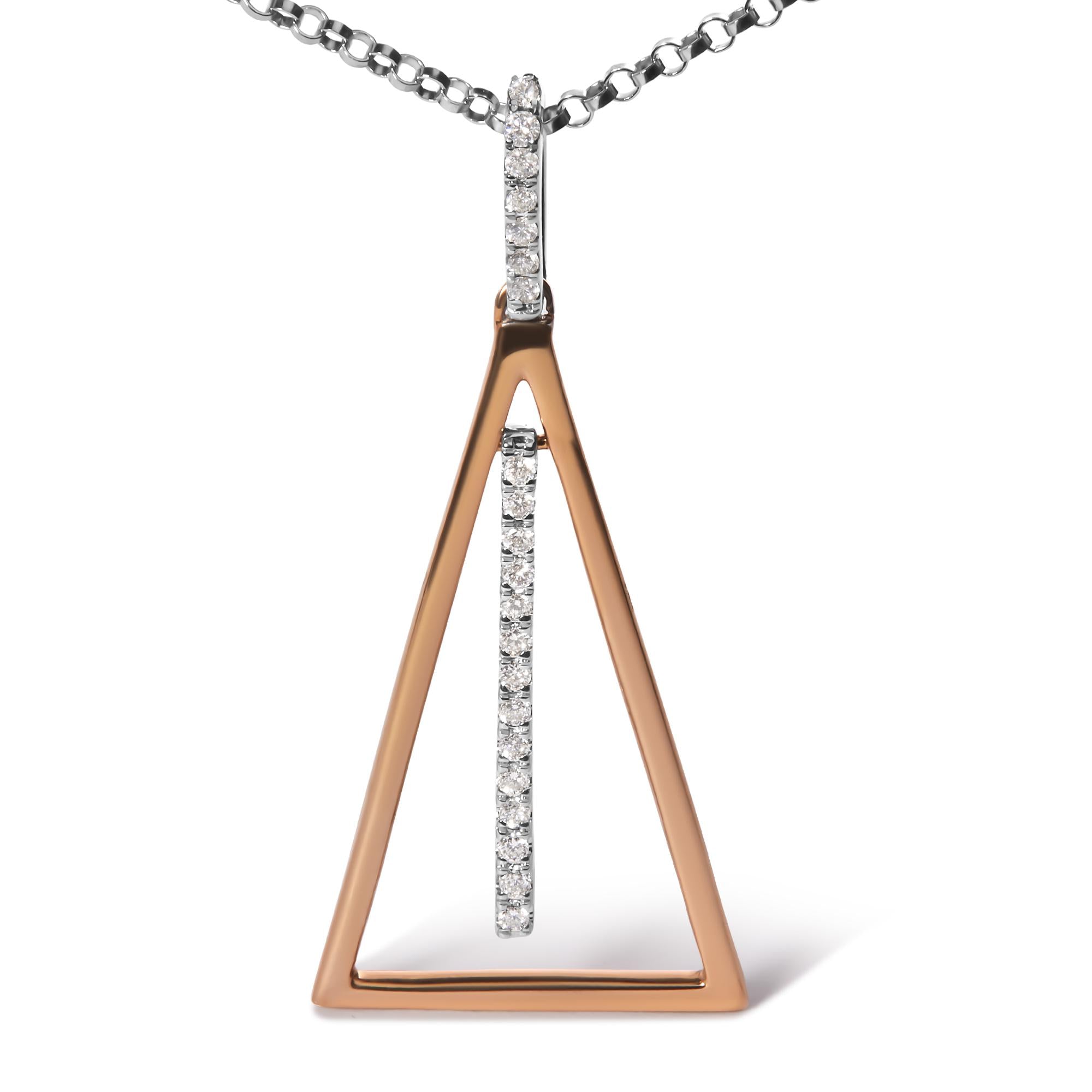 Collana con ciondolo a forma di carillon con diamanti da 1/8 ct in oro rosa e bianco 14 carati, lunghezza 18 pollici (colore GH, purezza SI1-SI2) - Friggin Jewelry