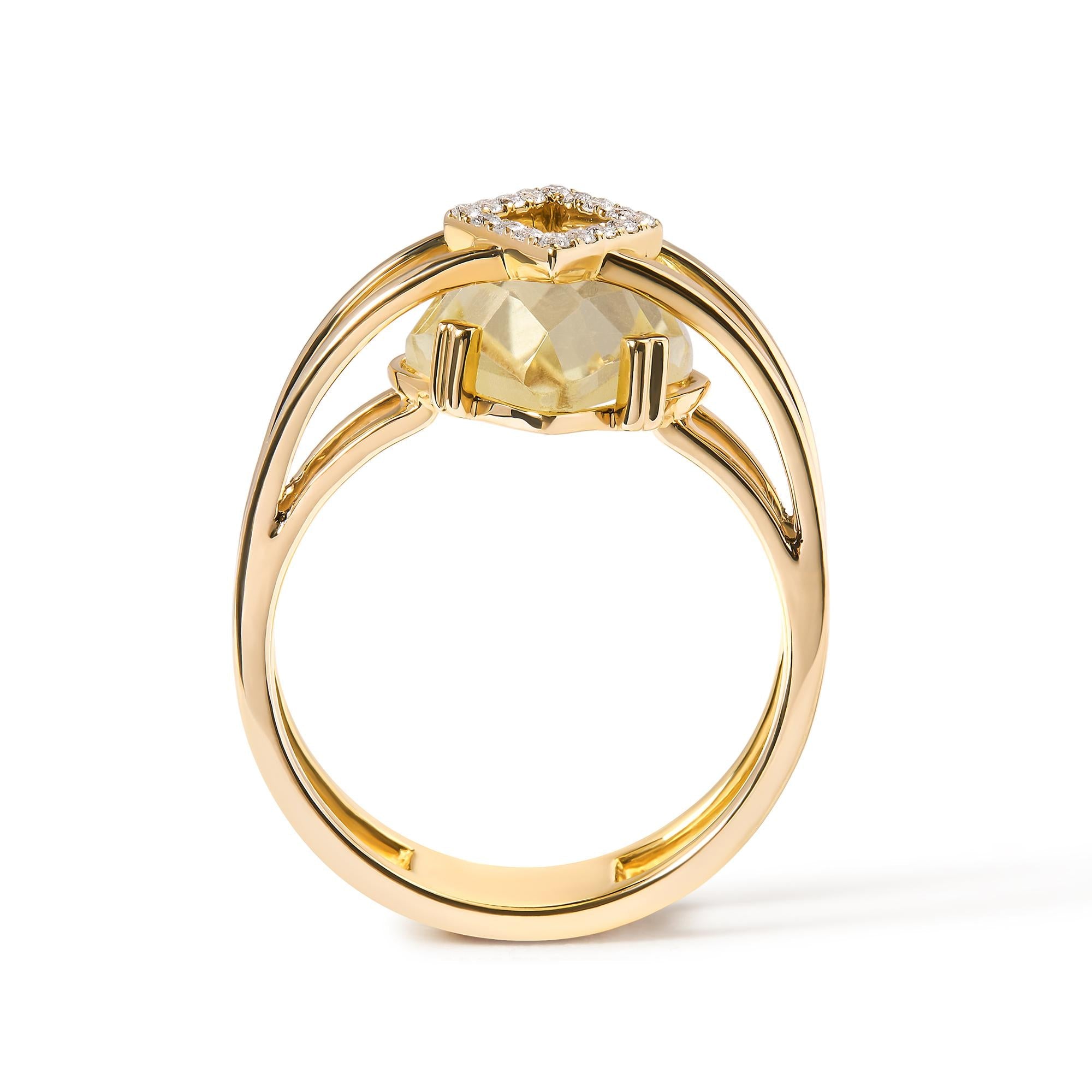 14K Yellow Gold 15x15 MM Marquise Cut Yellow Topaz and Diamond Accent Statement Cocktail Ring (G-H Color, SI1-SI2 Clarity) - Friggin Jewelry