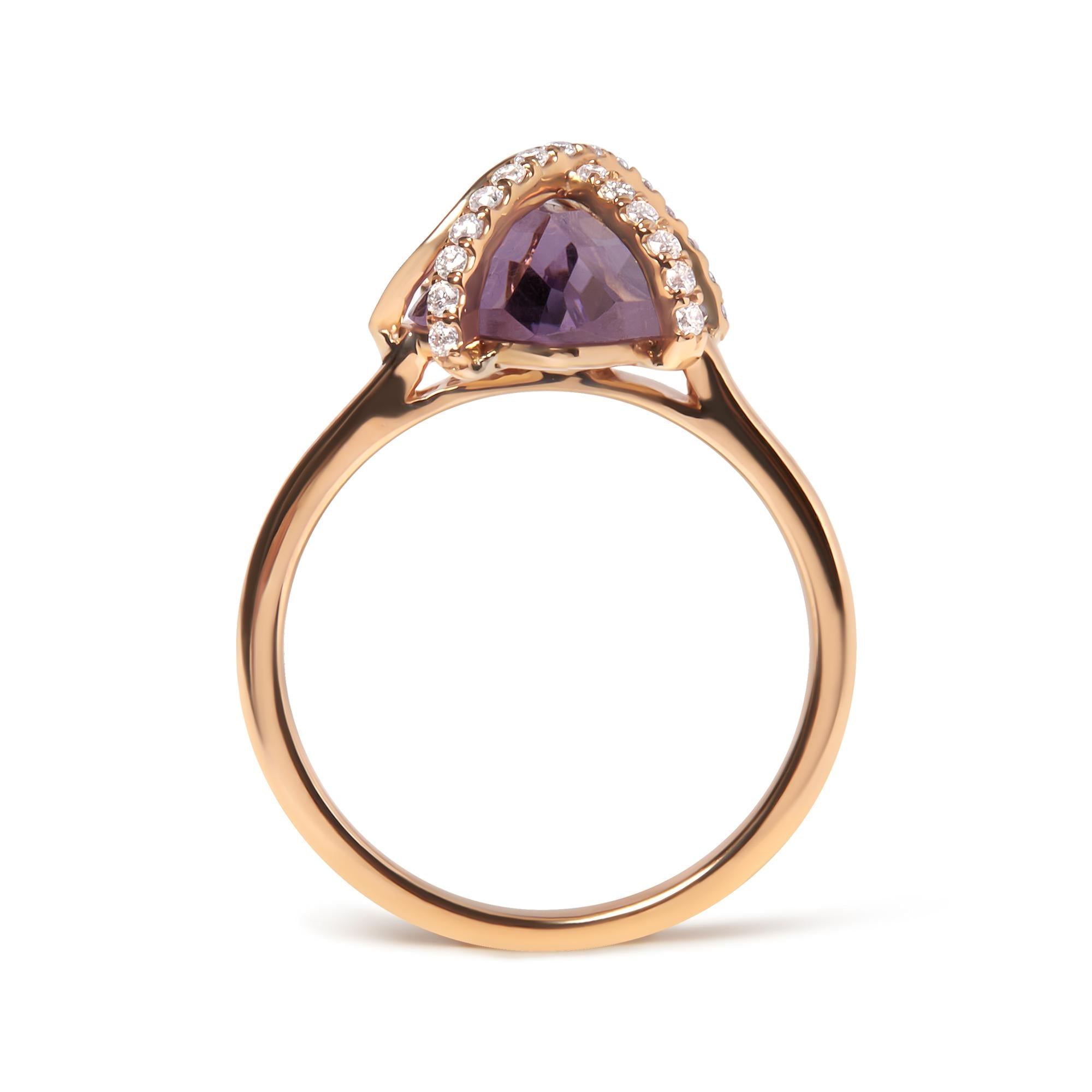 14K Rose Gold 1/5 Cttw Diamond Wrapped 15x15 MM Purple Amethyst Cocktail Ring (G-H Color, SI1-SI2 Clarity) - Friggin Jewelry