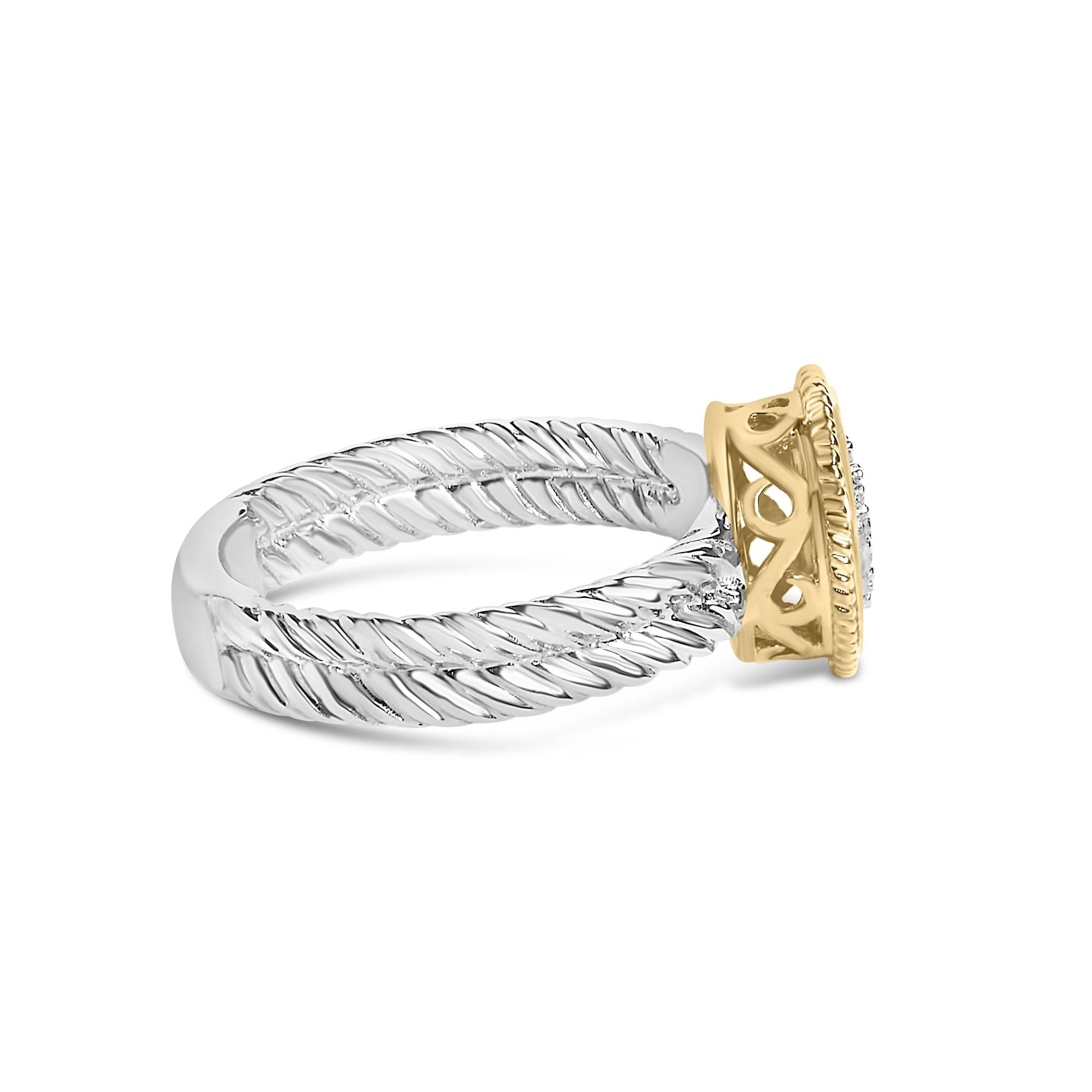 18K Yellow Gold Plated .925 Sterling Silver Diamond Heart Ring with Satin Finish (I-J Color, SI1-SI2 Clarity) - Friggin Jewelry