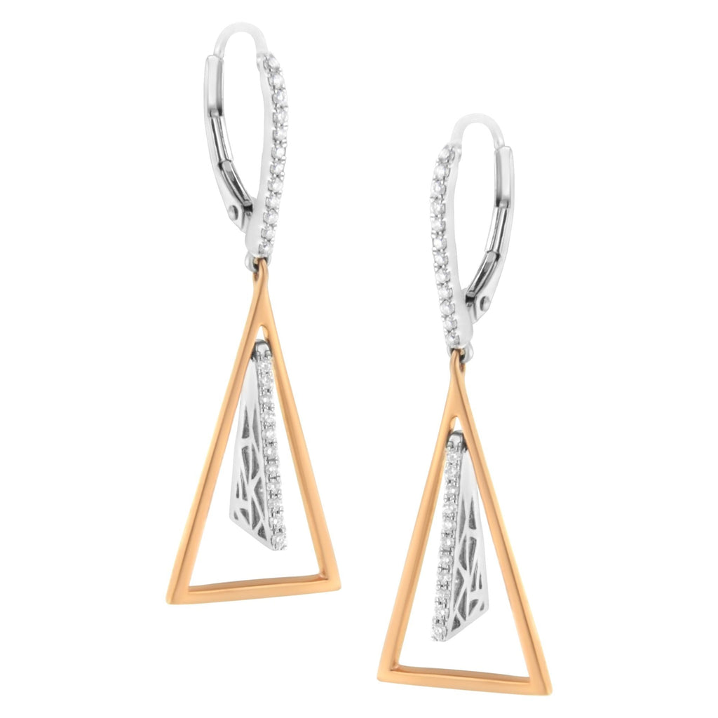 14K Rose and White Gold 3/8 Cttw Diamond Windchime Drop and Dangle Earring (G-H Color, SI1-SI2 Clarity) - Friggin Jewelry