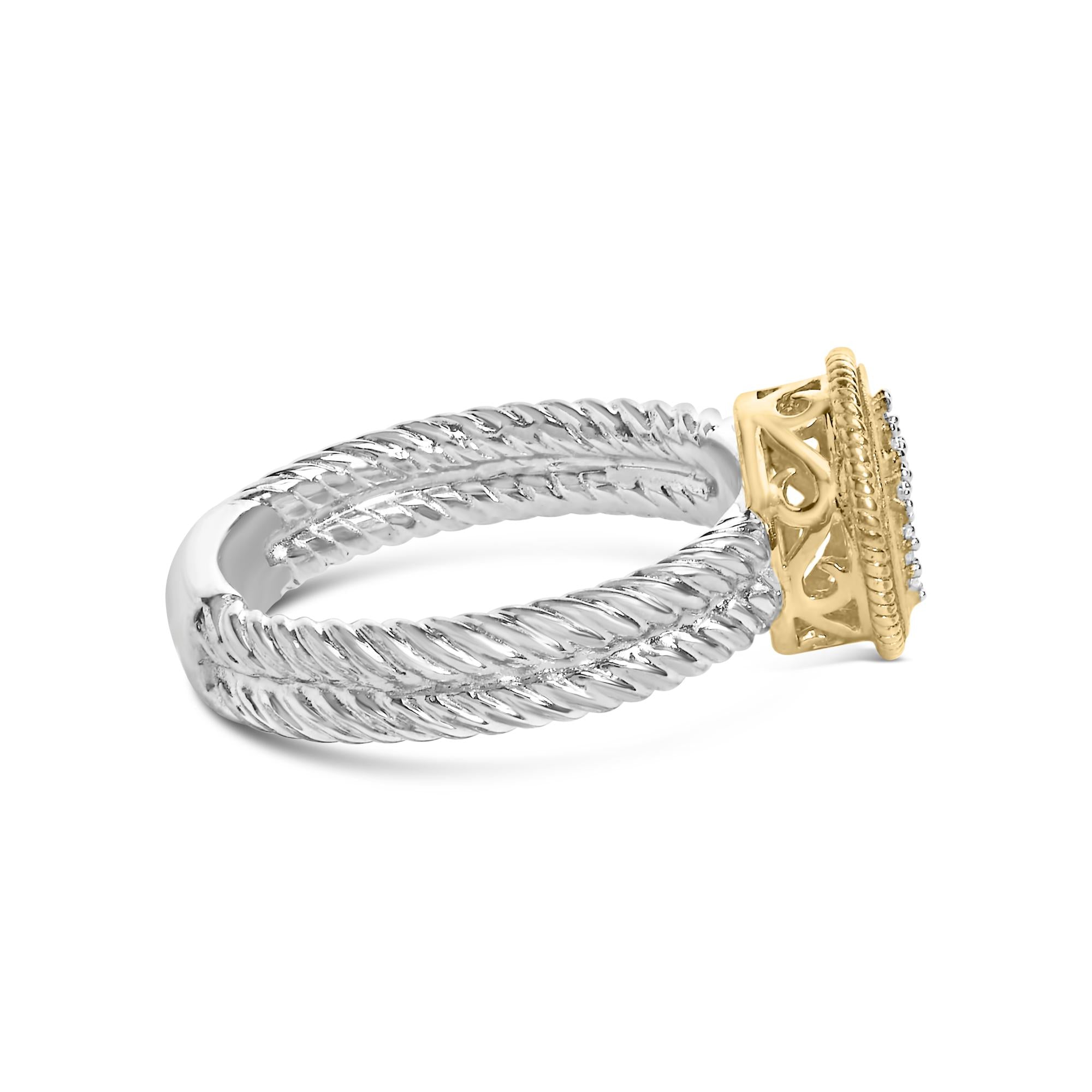 18K Yellow Gold Plated .925 Sterling Silver Diamond Cross Ring with Satin Finish (I-J Color, SI1-SI2 Clarity) - Friggin Jewelry