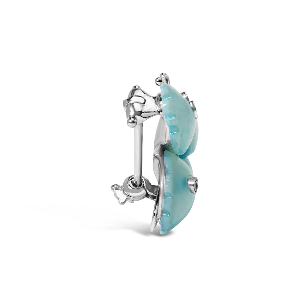 18K White Gold Blue Mother of Pearl and Diamond Accent Butterfly Pin Brooch (F-G Color, VS1-VS2 Clarity) - Friggin Jewelry