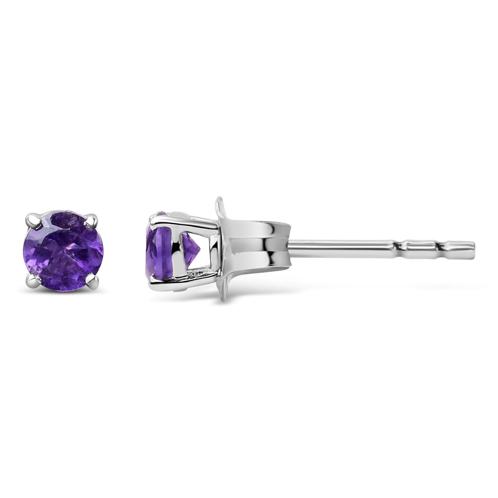 Pendientes solitarios de plata de ley 925 de 3,5 mm con piedra de nacimiento (selección de piedra preciosa) - Friggin Jewelry