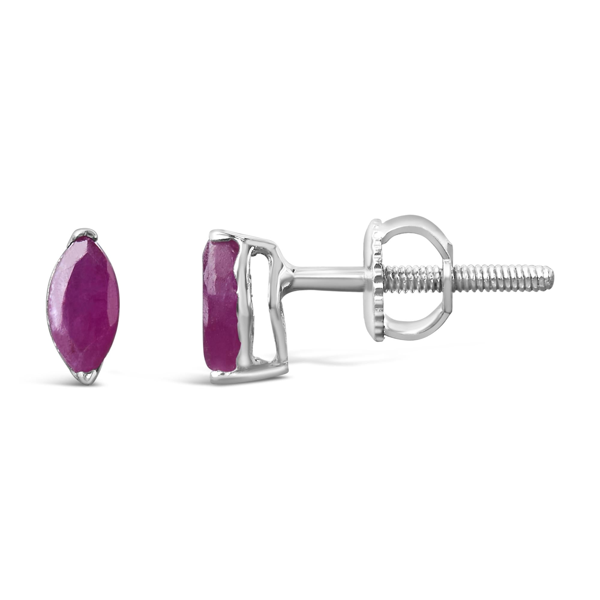 Pendientes solitarios de rubí rosa de 1/2 quilates en plata de ley 925 - Friggin Jewelry