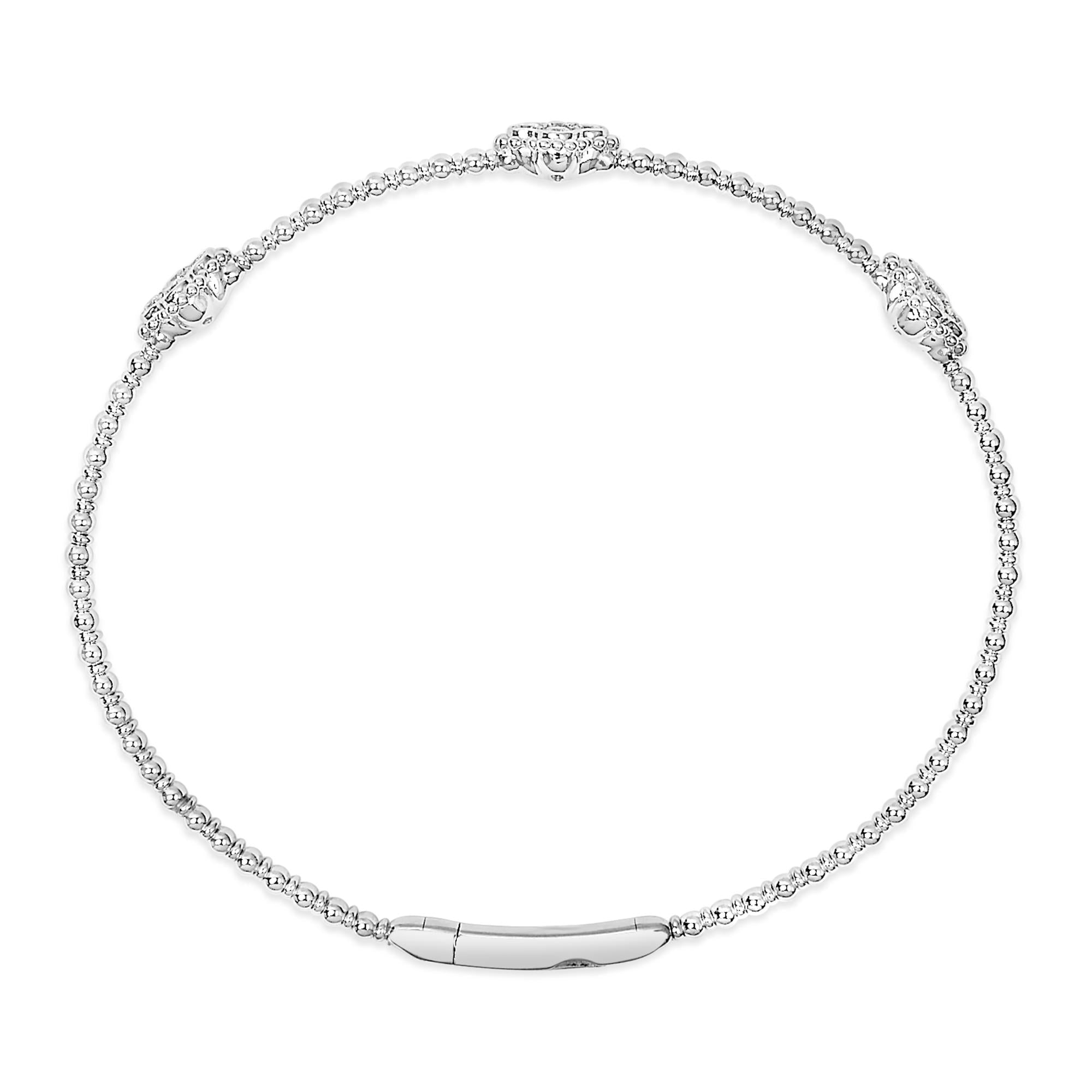 Bracciale rigido in oro bianco 14 carati con diamanti da 1/2 carati, stile quadrifoglio (colore GH, purezza SI1-SI2) - 7,75 pollici - Friggin Jewelry