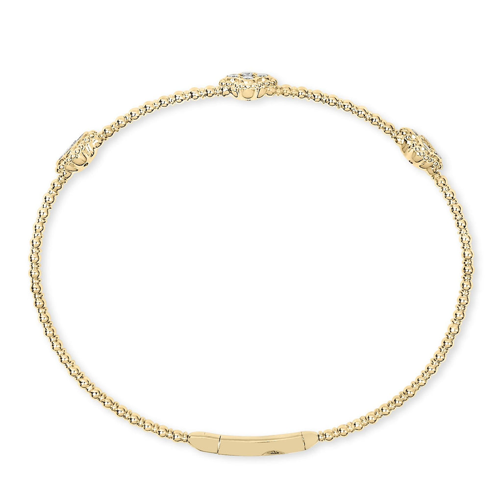 Bracciale rigido in oro bianco 14 carati con diamanti da 1/2 carati, stile quadrifoglio (colore GH, purezza SI1-SI2) - 7,75 pollici - Friggin Jewelry