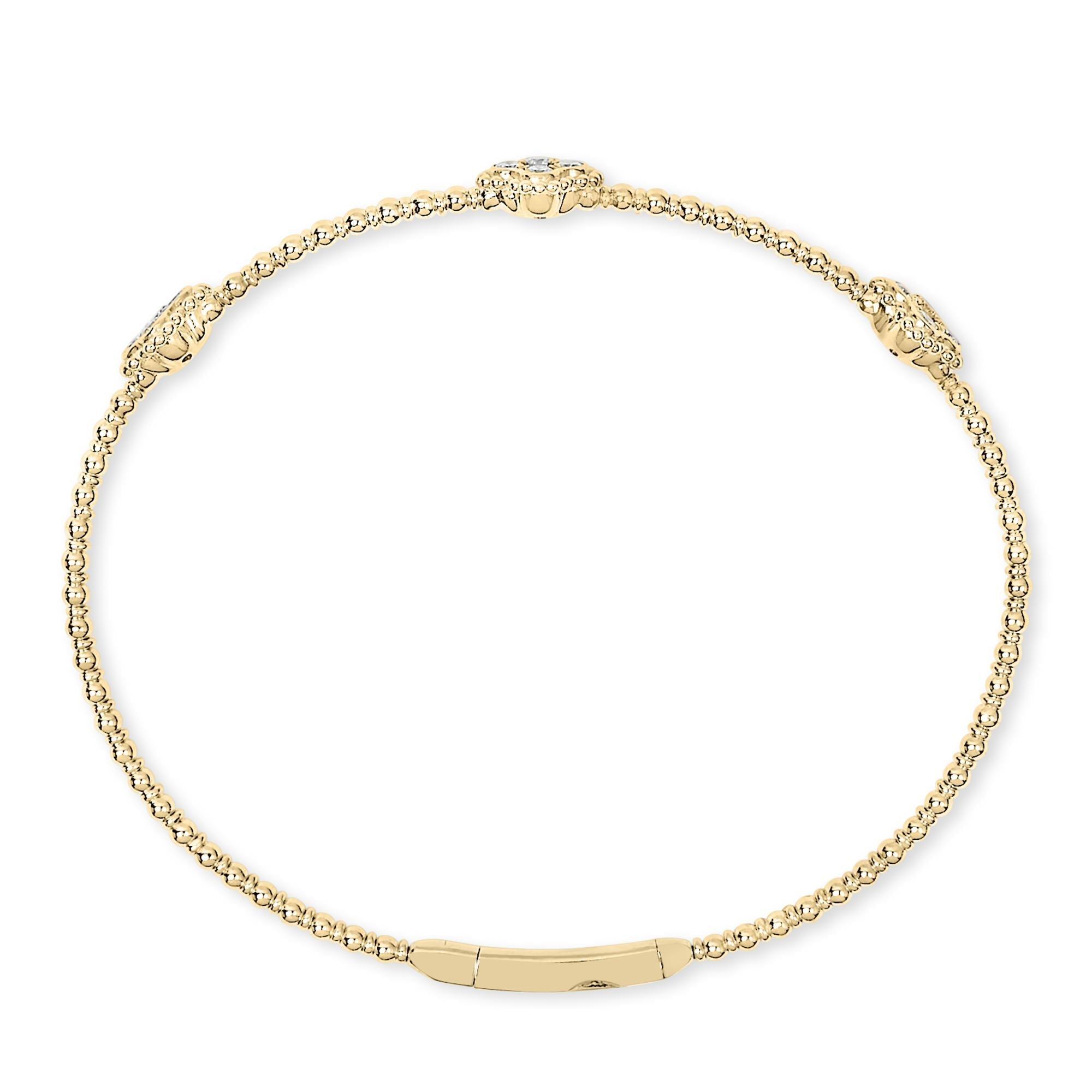 Bracciale rigido in oro bianco 14 carati con diamanti da 1/2 carati, stile quadrifoglio (colore GH, purezza SI1-SI2) - 7,75 pollici - Friggin Jewelry